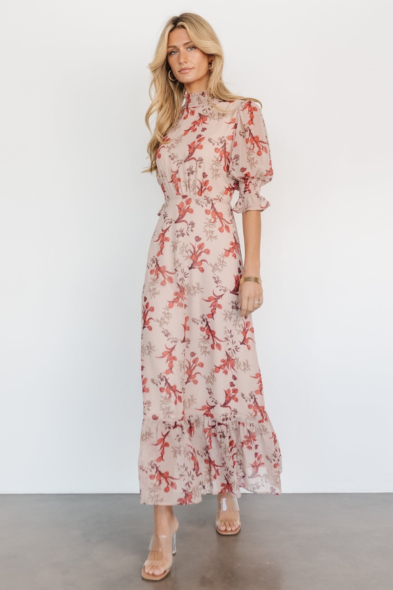 Marie Mock Neck Maxi Dress | Blush Floral 2025 Cheap Online