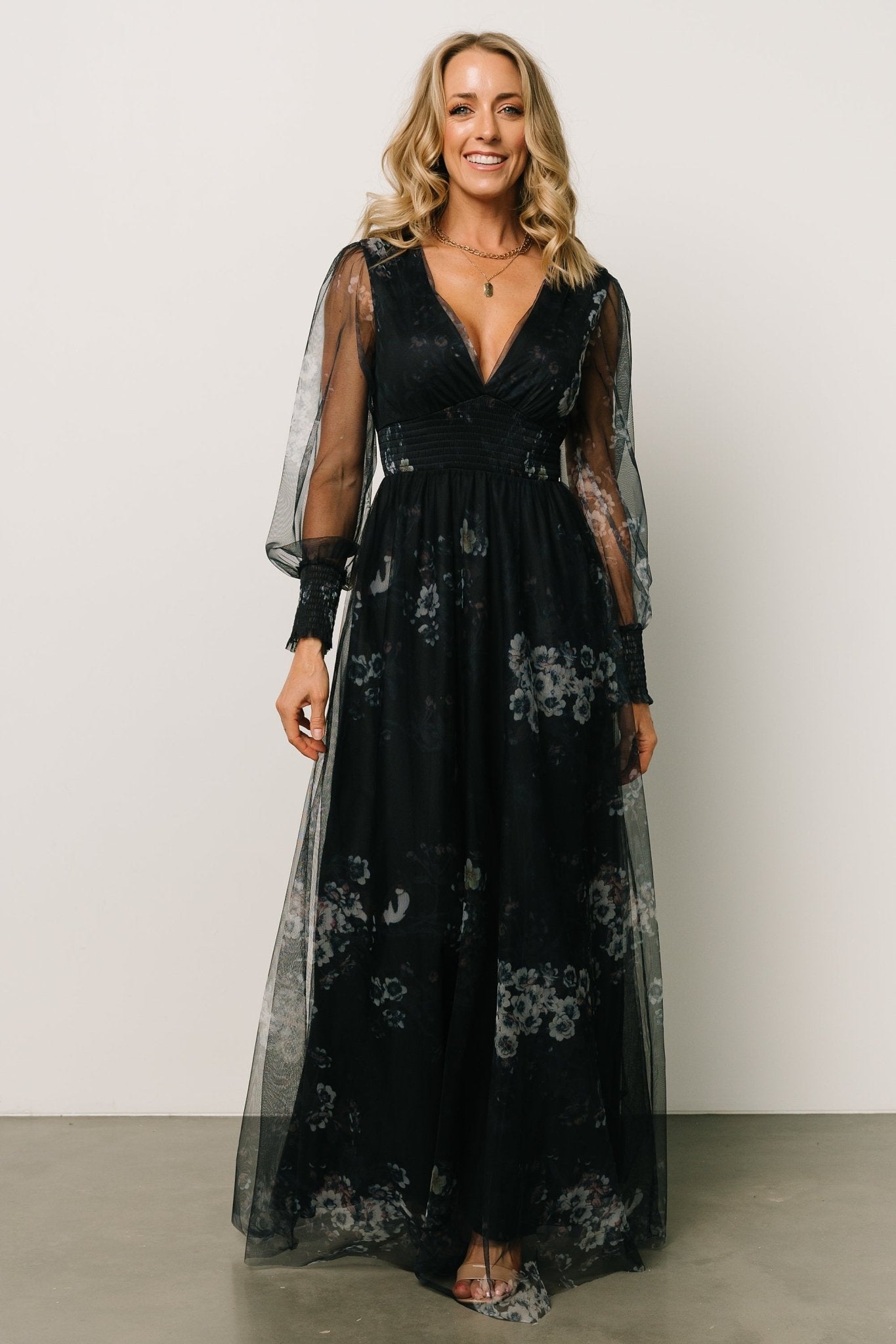 Layla Tulle Maxi Dress | Navy Multi Cheap Sale Huge Surprise