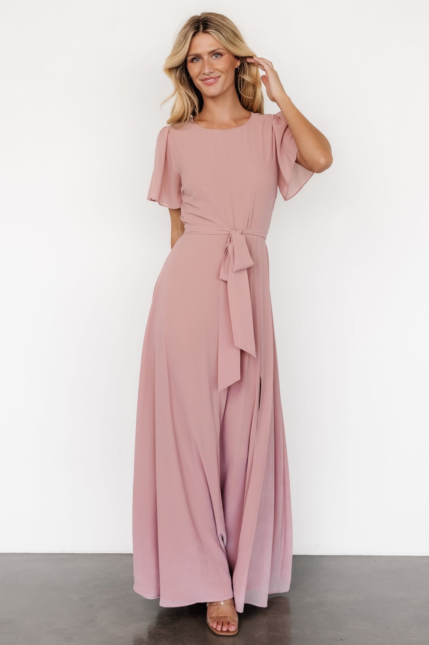 Naomi Short Sleeve Maxi Dress | Blush Pink Discount The Cheapest