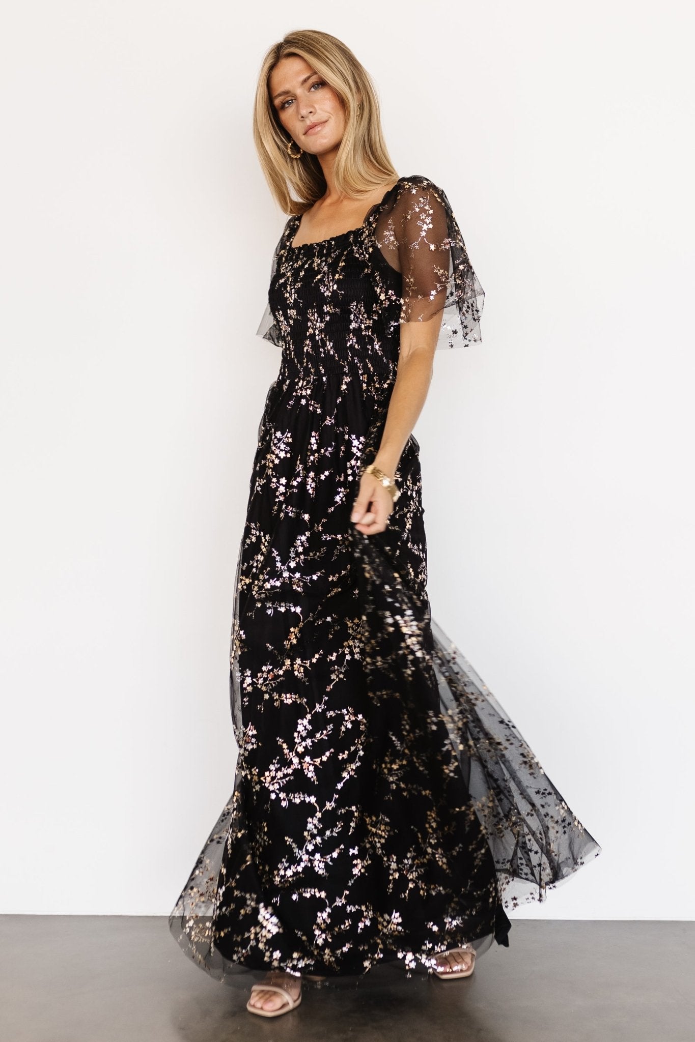 Cassandra Tulle Maxi Dress | Metallic Black Cheap Store