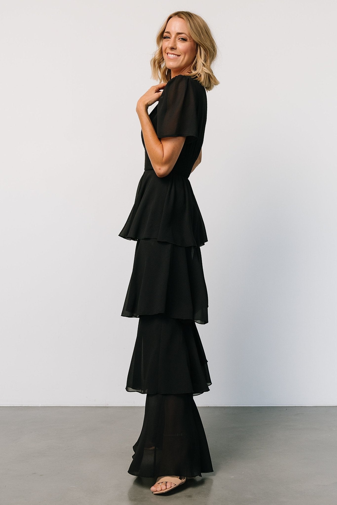 Montaigne Ruffle Maxi Dress | Black Cheap Professional