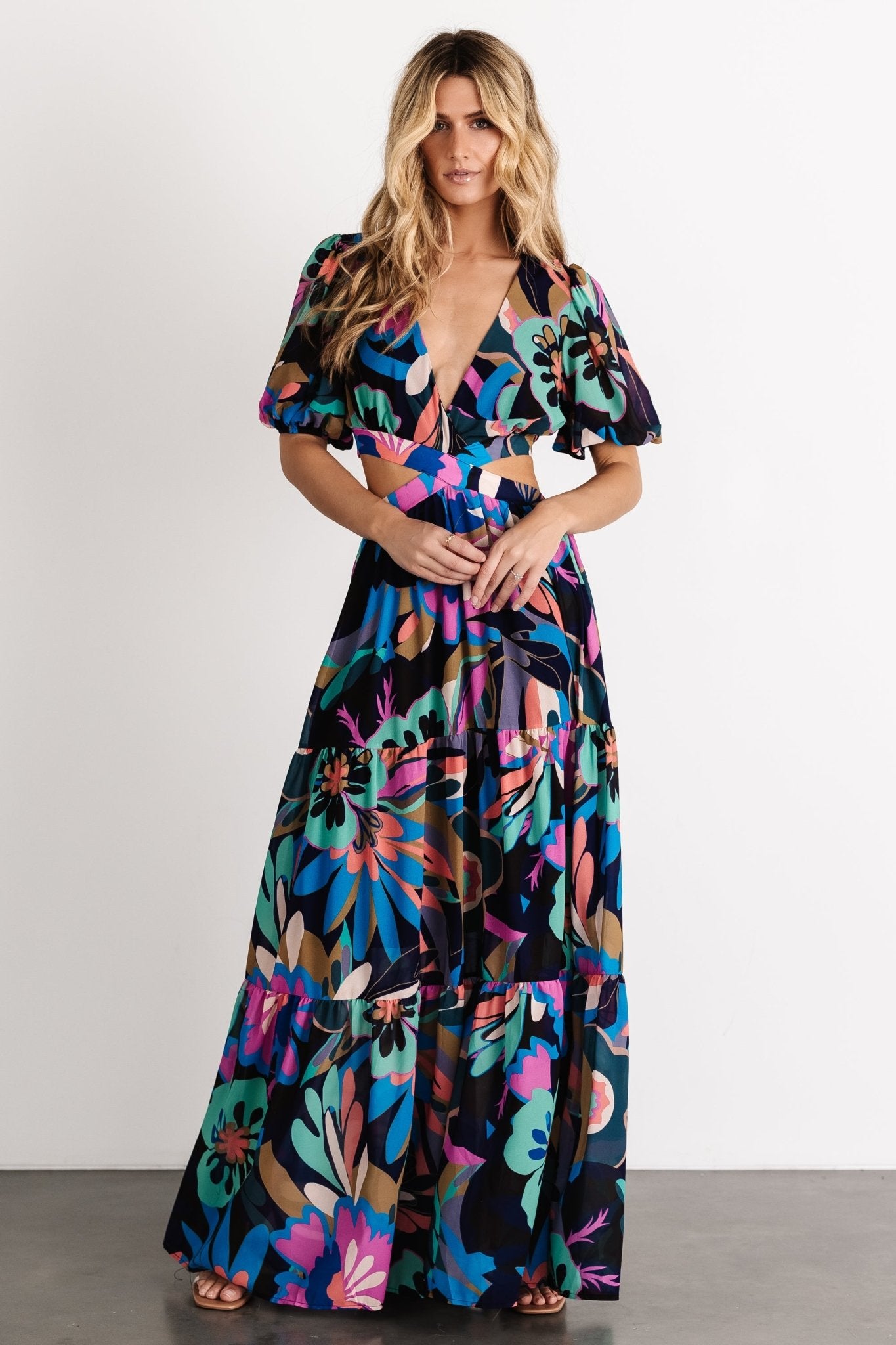 Bastina Open Back Maxi Dress | Black Print Clearance Perfect