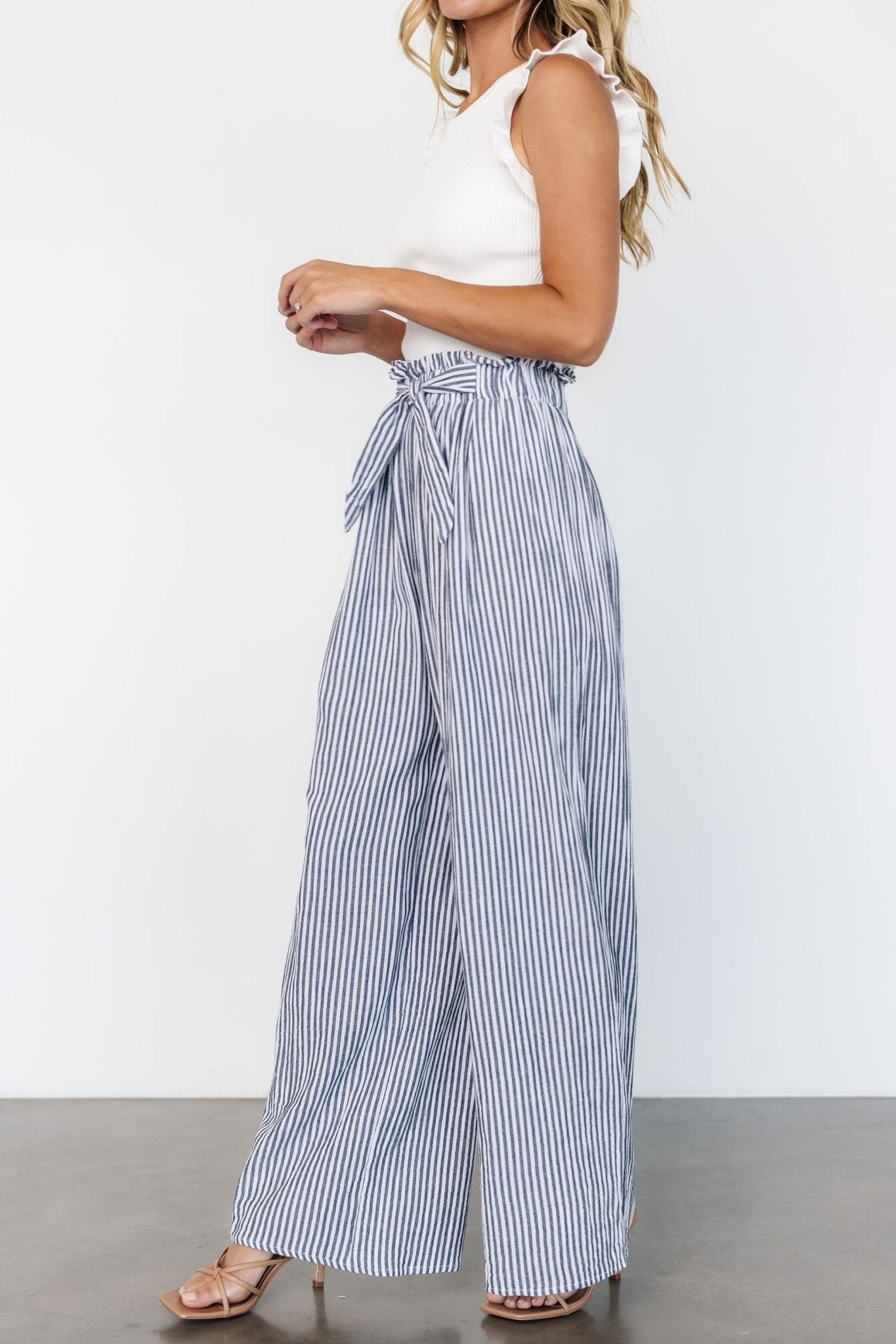 Delphi Wide Leg Pants | Navy Stripe Buy Cheap Authentic