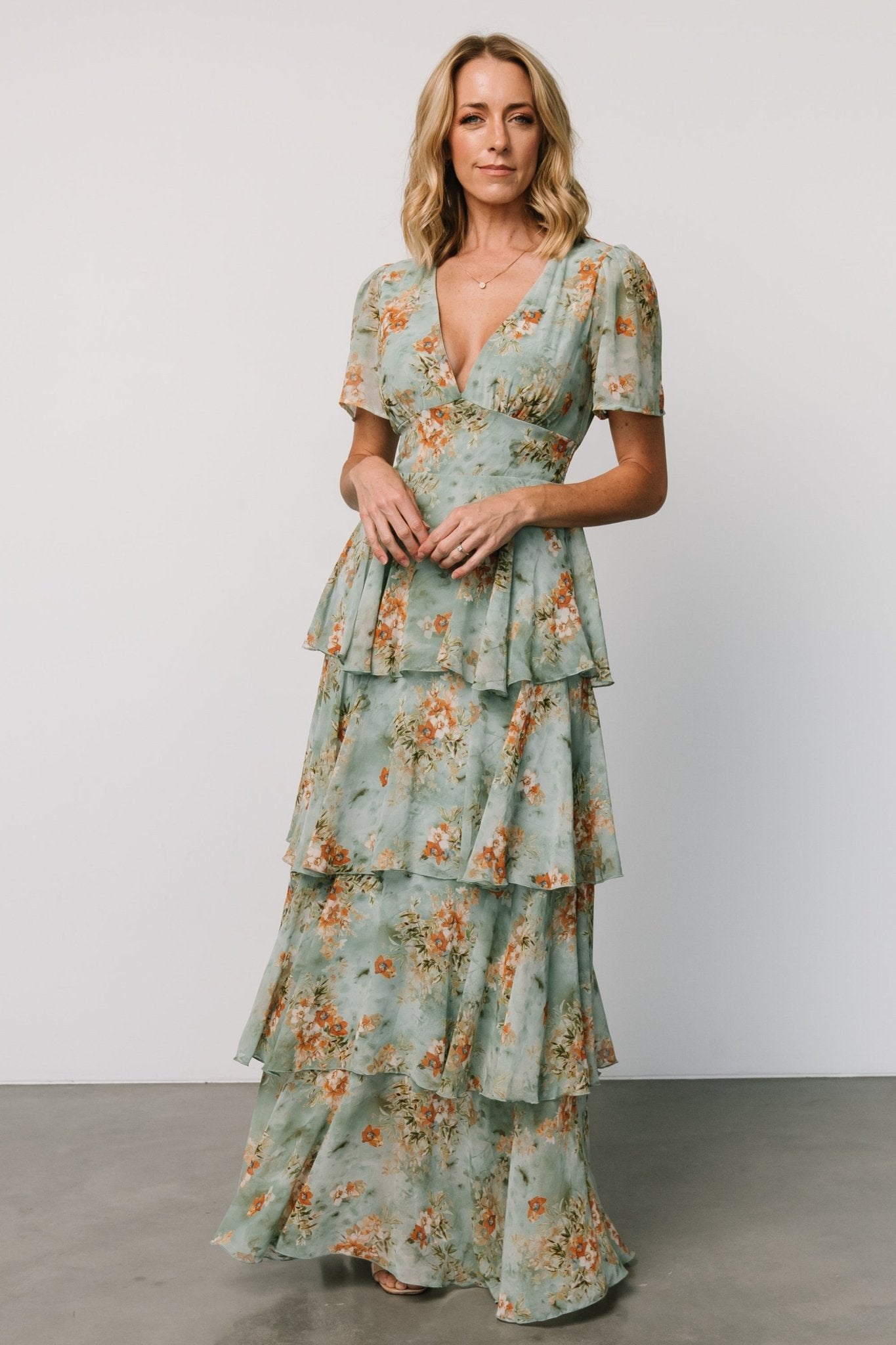 Montaigne Ruffle Maxi Dress | Blue Sage Floral Cheap Tumblr