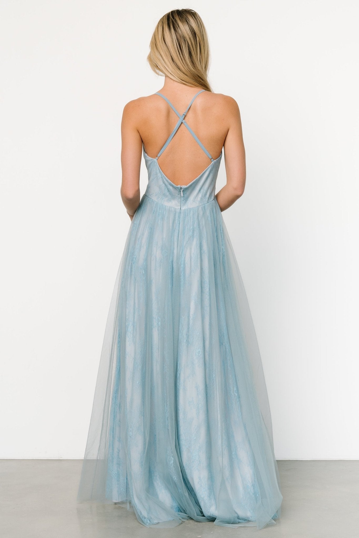 Vasia Lace Tulle Maxi Dress | Soft Blue Largest Supplier Cheap Pice