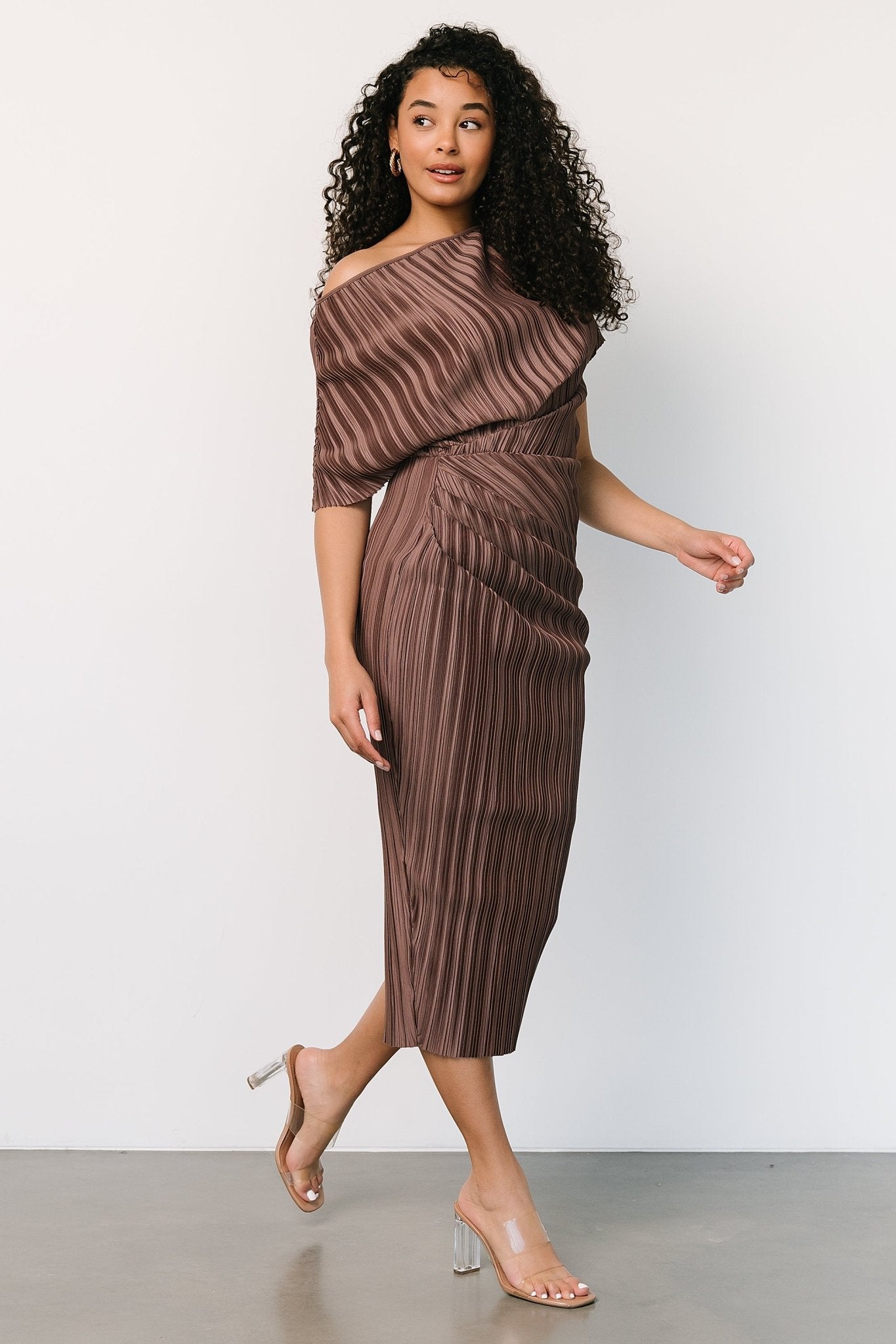 Winslow Pleated Midi Dress | Mink Buy Cheap Many Kinds Of