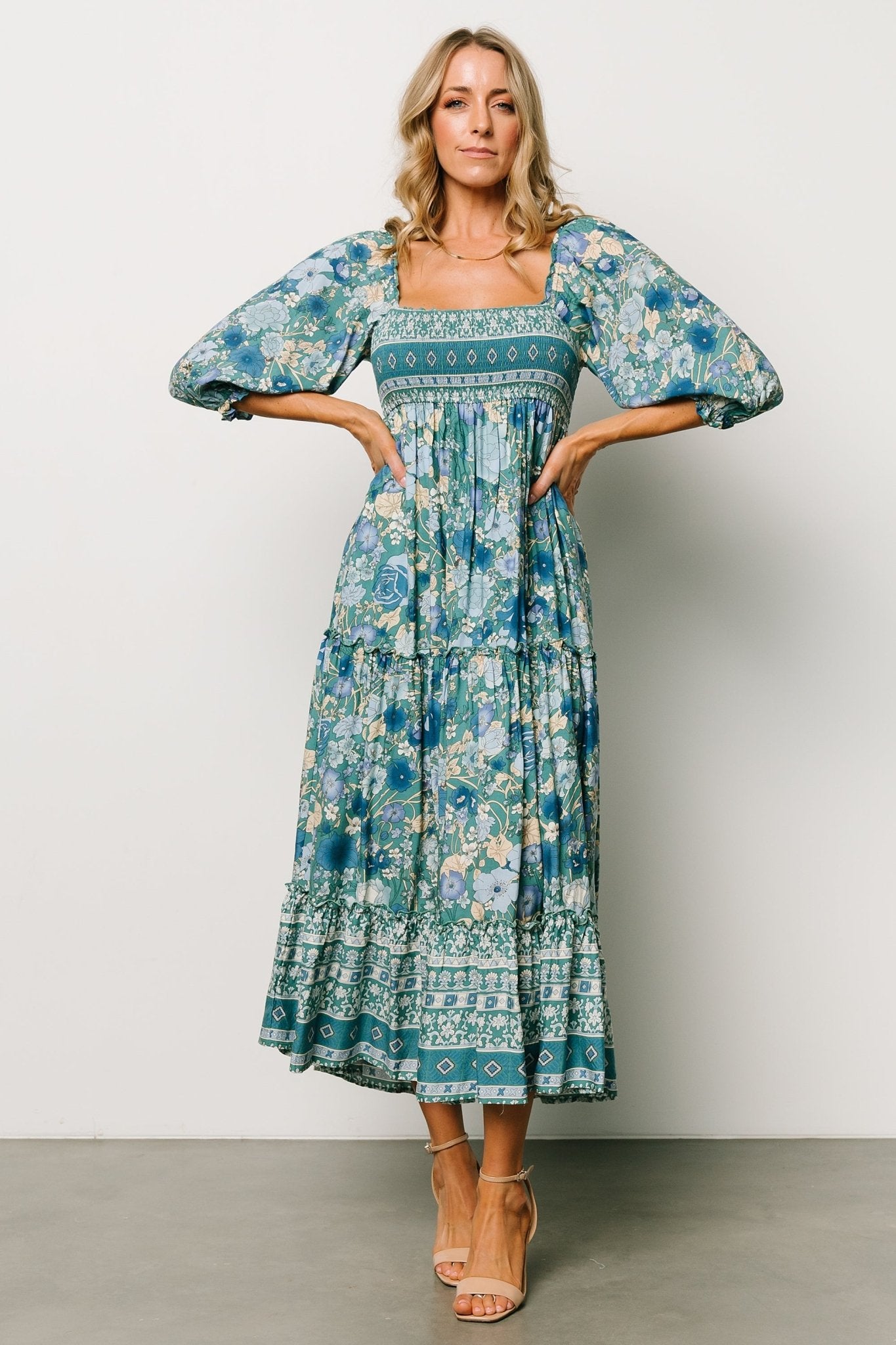 Shanna Tiered Dress | Emerald Multi Cheap Pice