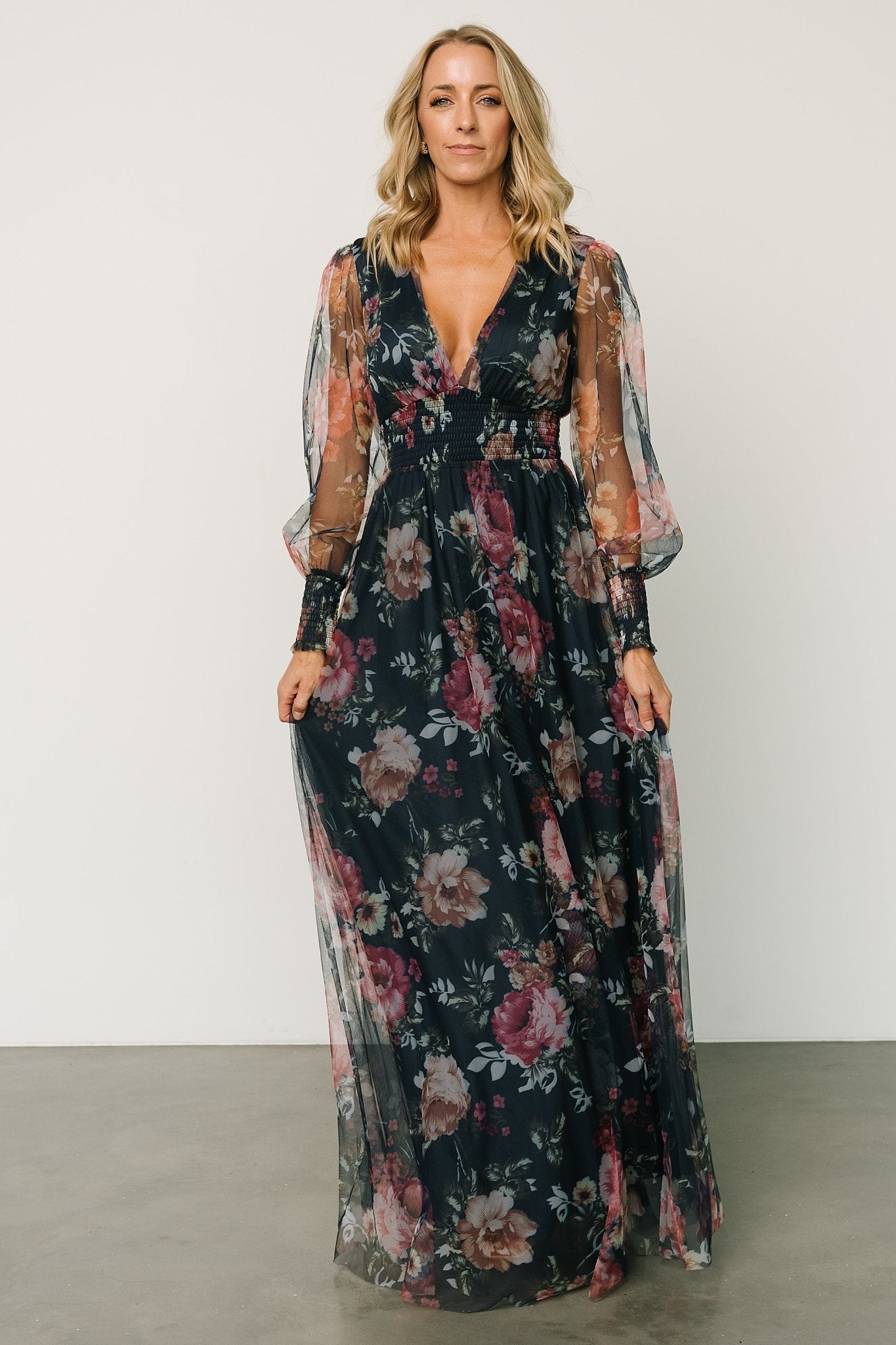 Layla Tulle Maxi Dress | Garden Navy Floral Get Authentic Sale Online