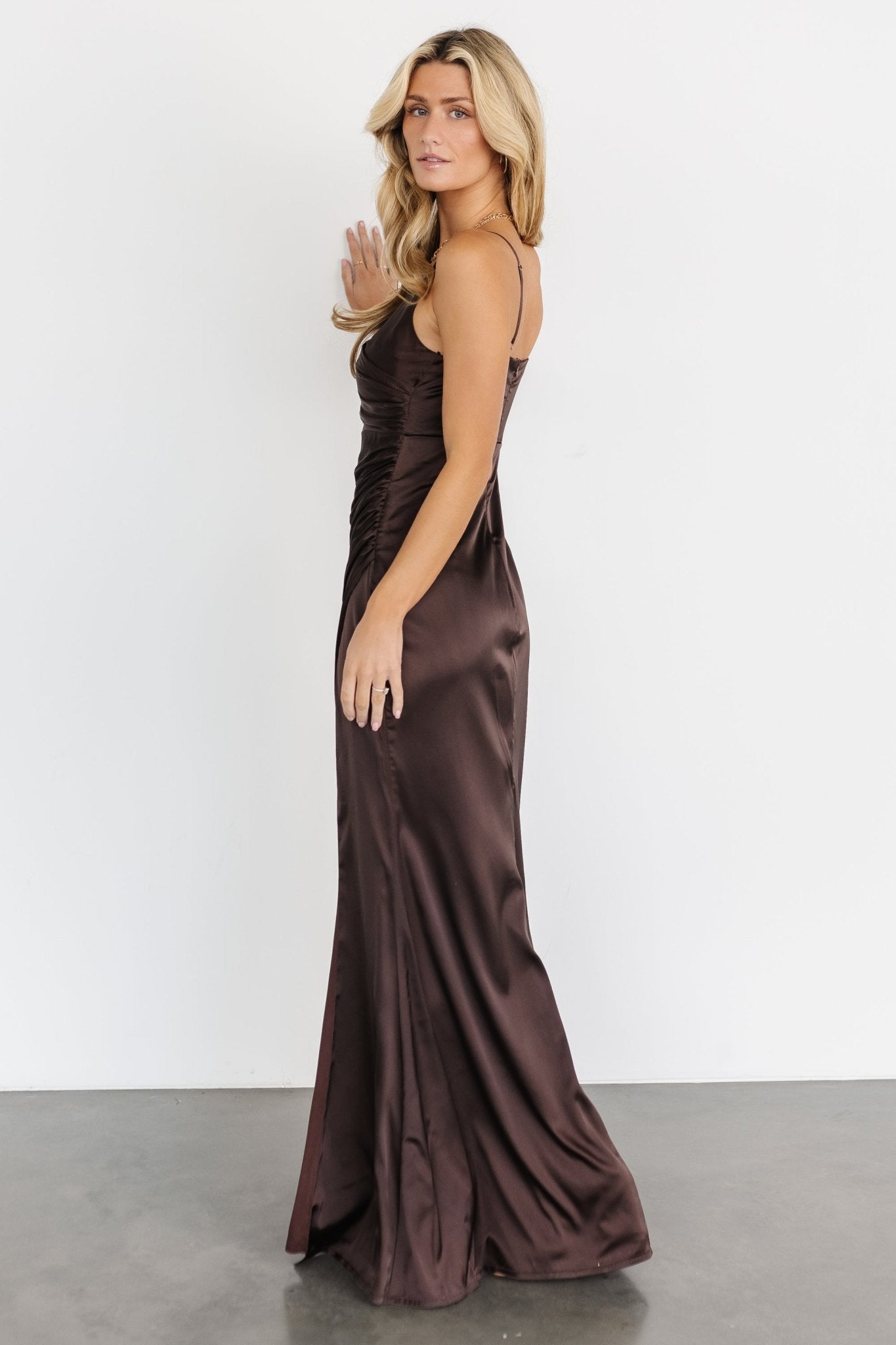 Monet Satin Gown | Dark Brown Very Cheap