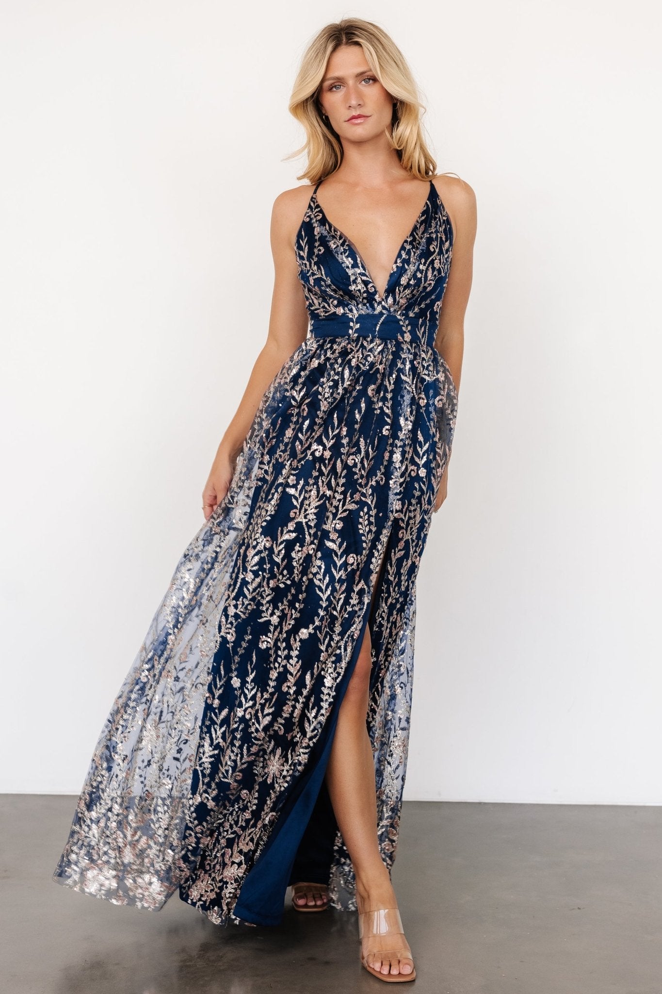 Anisa Shimmer Gown | Navy + Rose Clearance Get Authentic