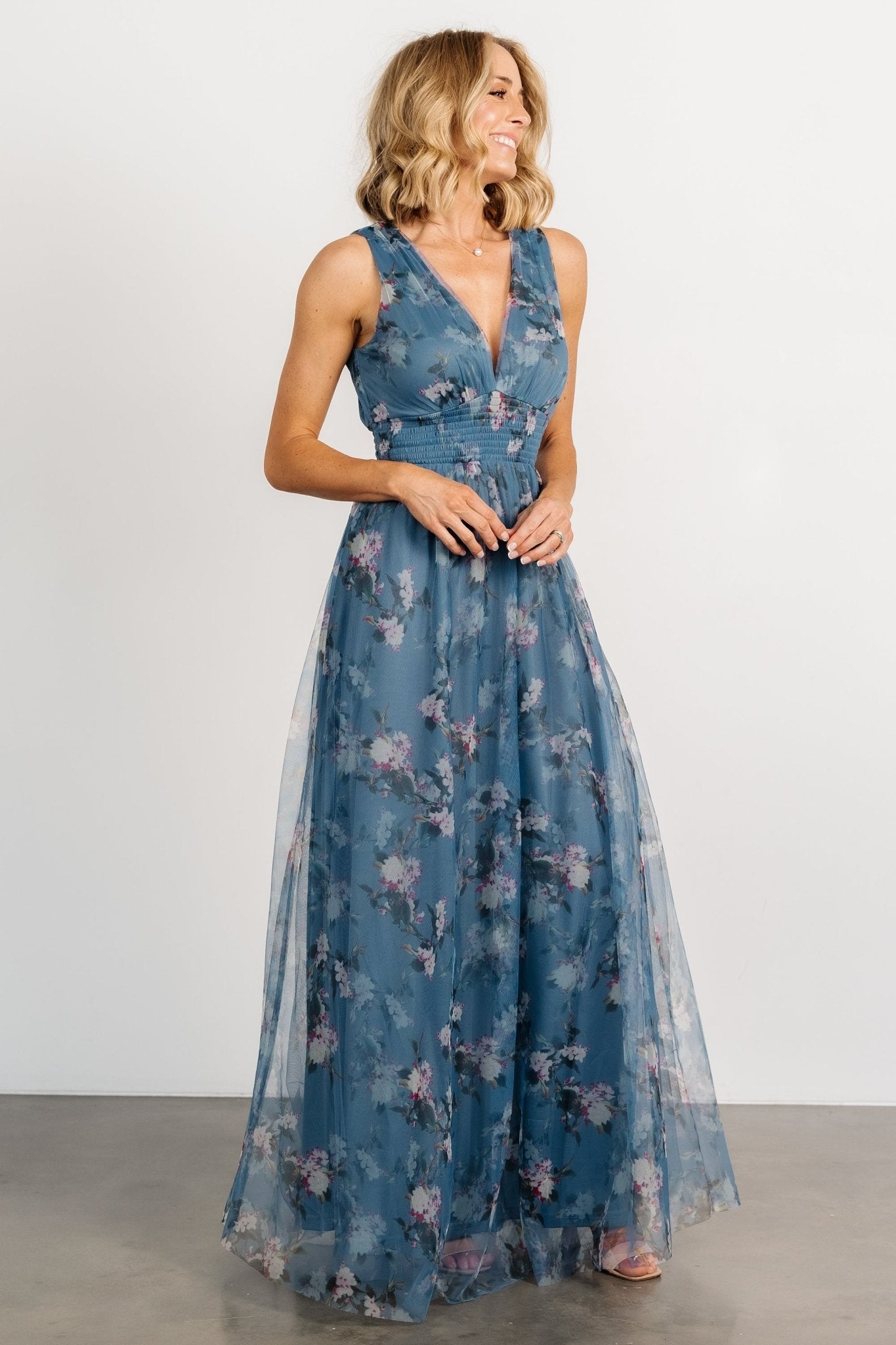 Kamila Tulle Maxi Dress | Blue Multi Floral Store With Big Discount