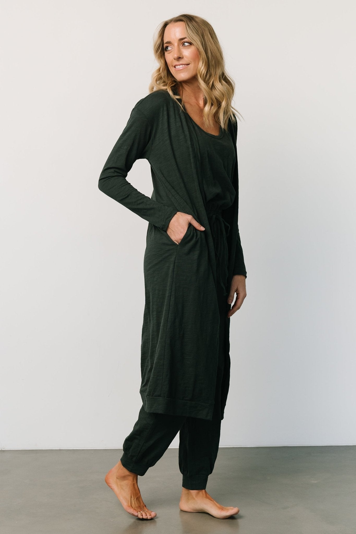 Janae Jumpsuit + Cardigan Set | Dark Green Pay With Visa