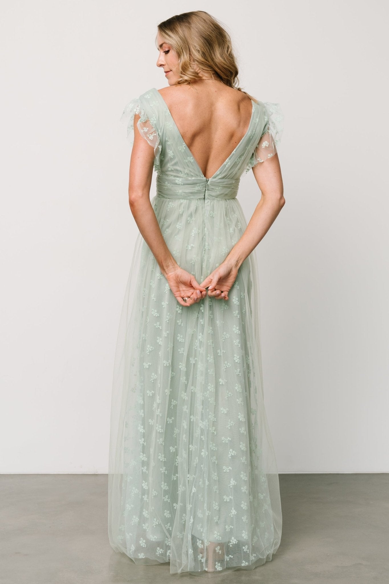 Caterina Tulle Maxi Dress | Sage Free Shipping New Styles