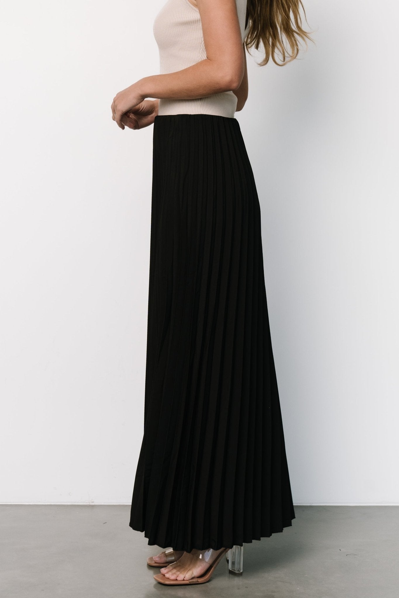 Vinny Pleated Maxi Skirt | Black Discount Wide Range Of