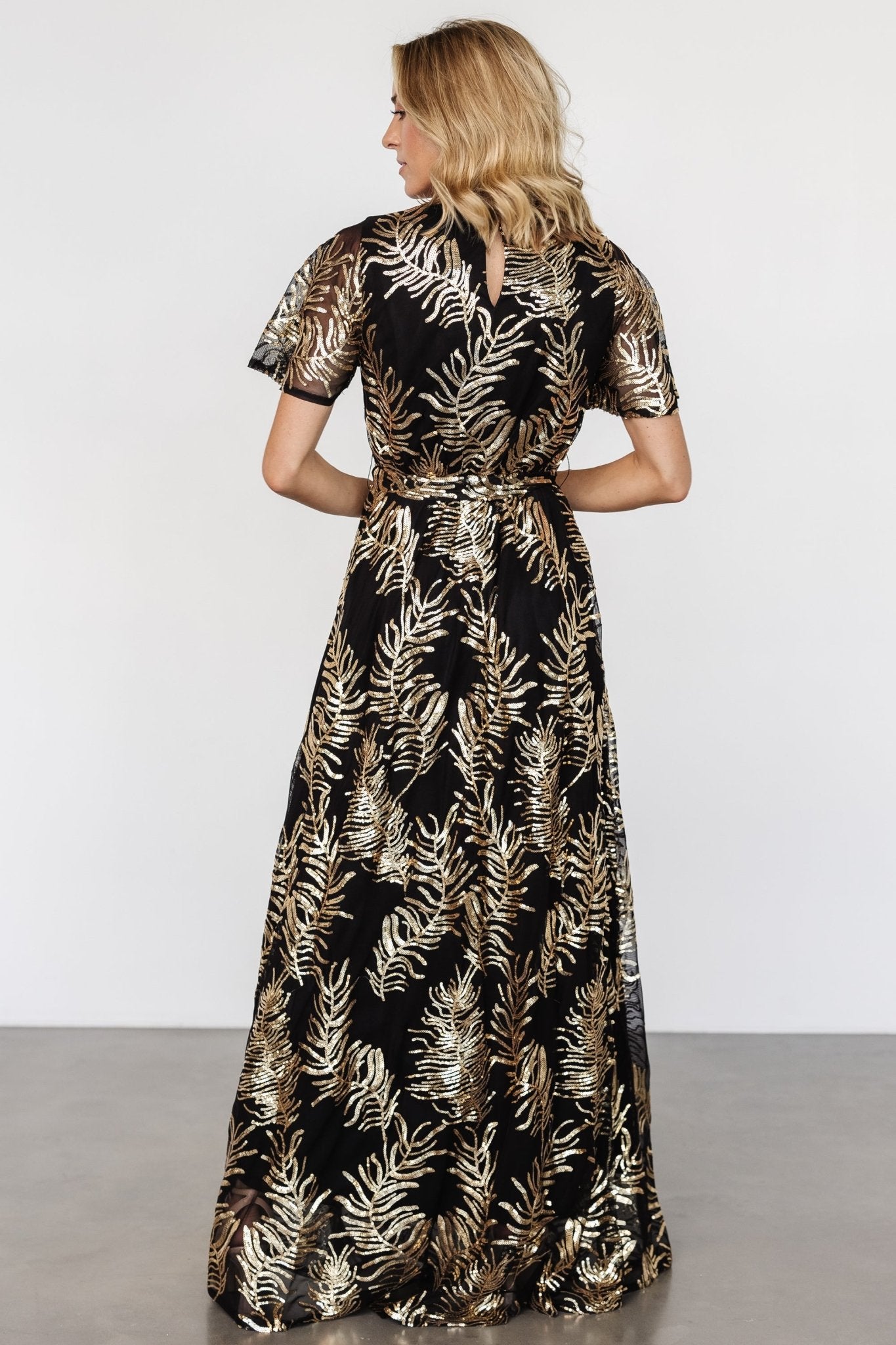 Muse Sequin Maxi Dress | Black + Gold Collections For Sale