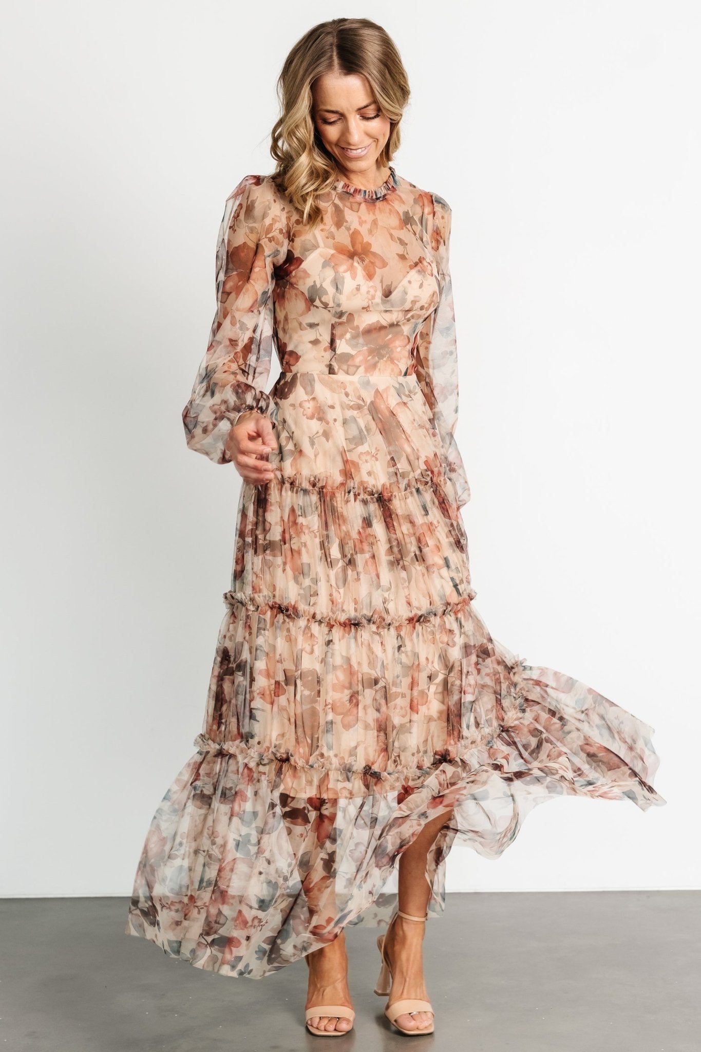 Stephanie Tiered Maxi Dress | Taupe Floral Cheapest Pice Sale Online