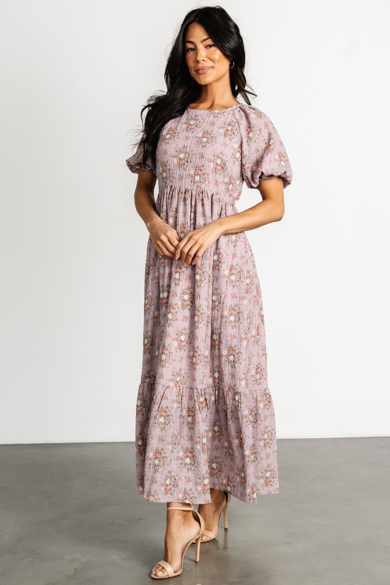 Lucinda Back Tie Dress | Lilac Floral View Cheap Pice