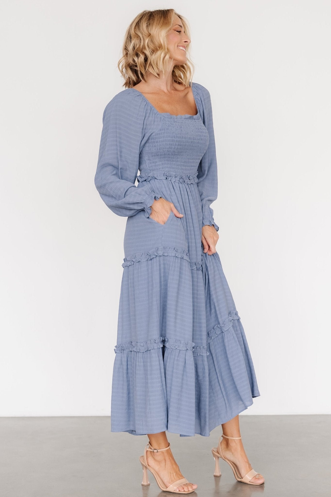 Rowan Tiered Dress | Slate Blue Real Cheap Online