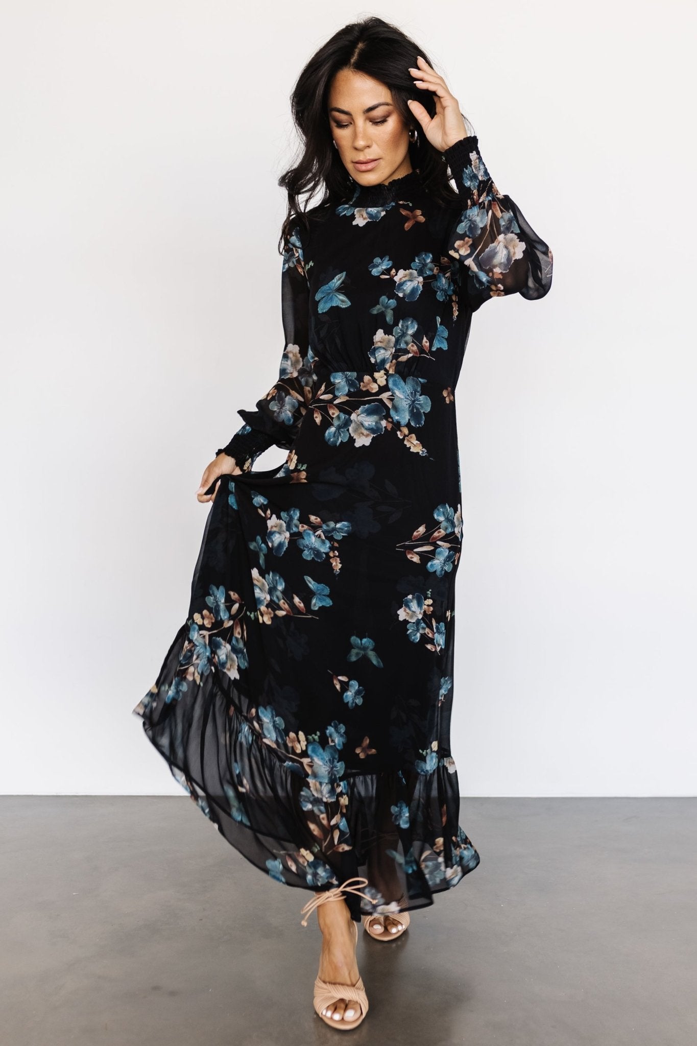 Luciana Maxi Dress | Black + Blue Discount Low Pice