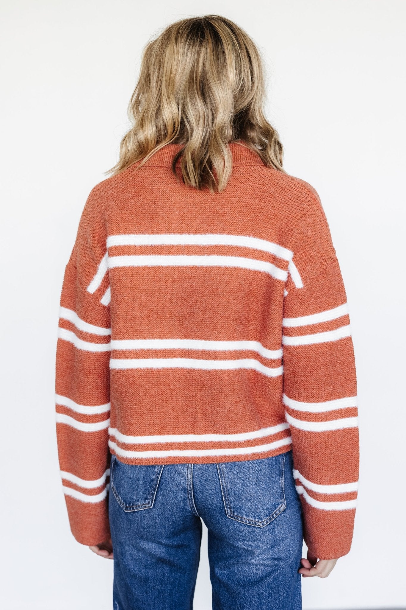 Olsen Stripe Sweater | Dark Clay + White Outlet Hot Sale