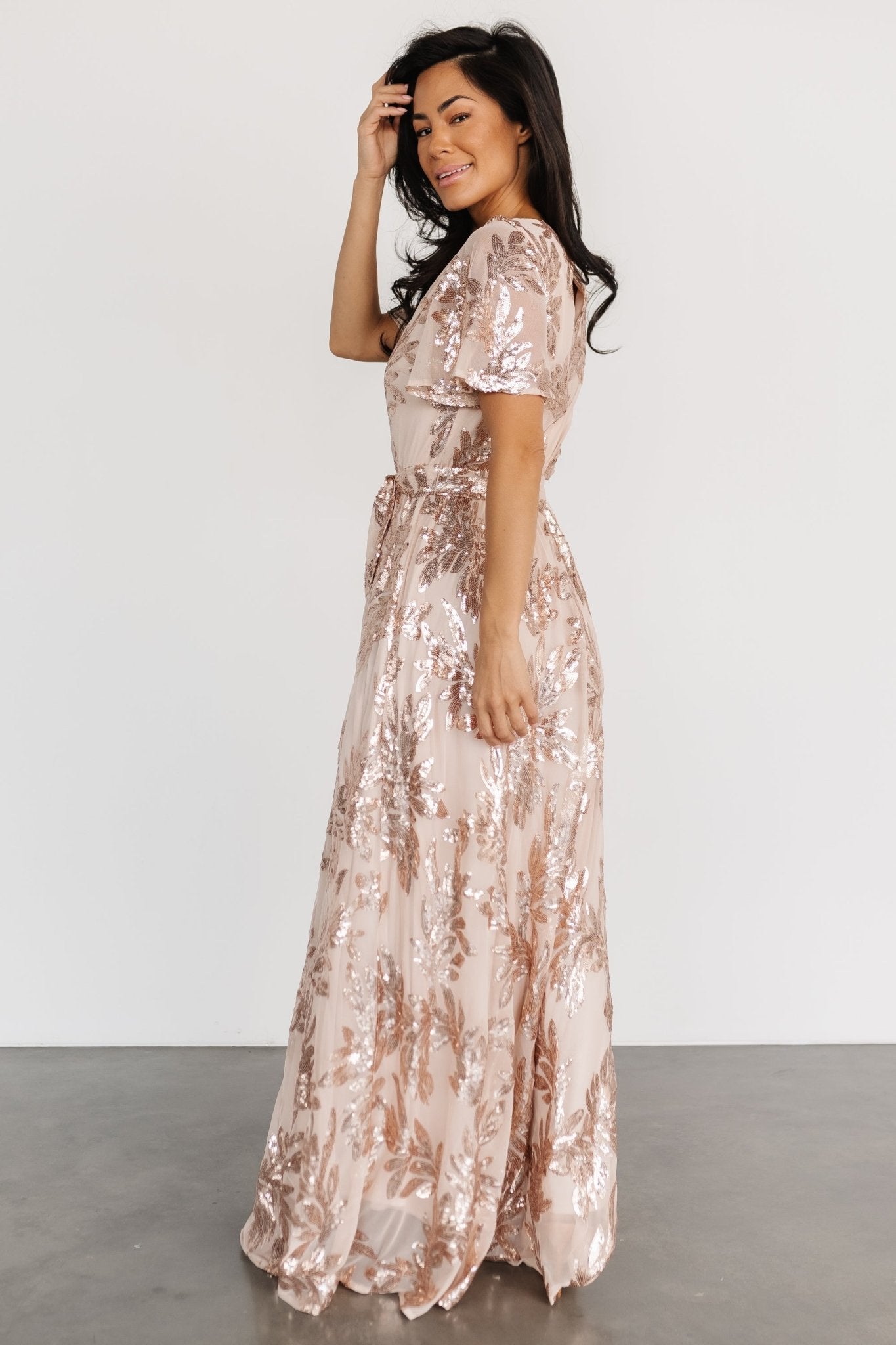 Muse Sequin Maxi Dress | Rose Gold Clearance Low Shipping