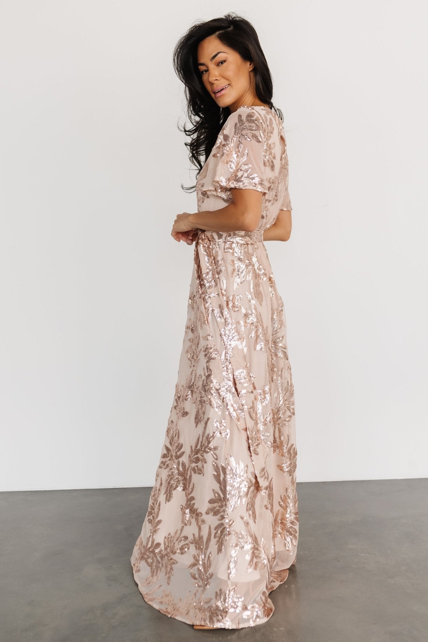 Muse Sequin Maxi Dress | Rose Gold Clearance Low Shipping