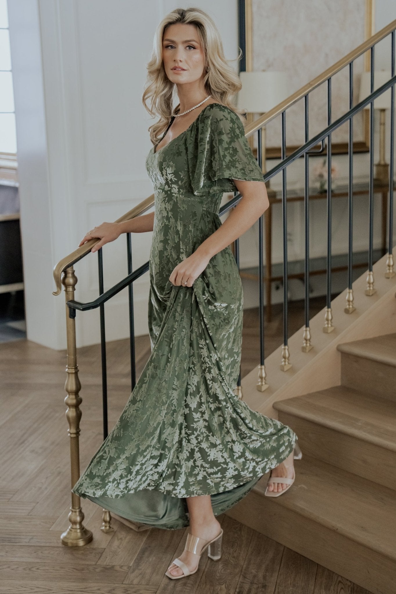 Everley Velvet Maxi Dress | Dark Sage 2025 New Cheap Pice