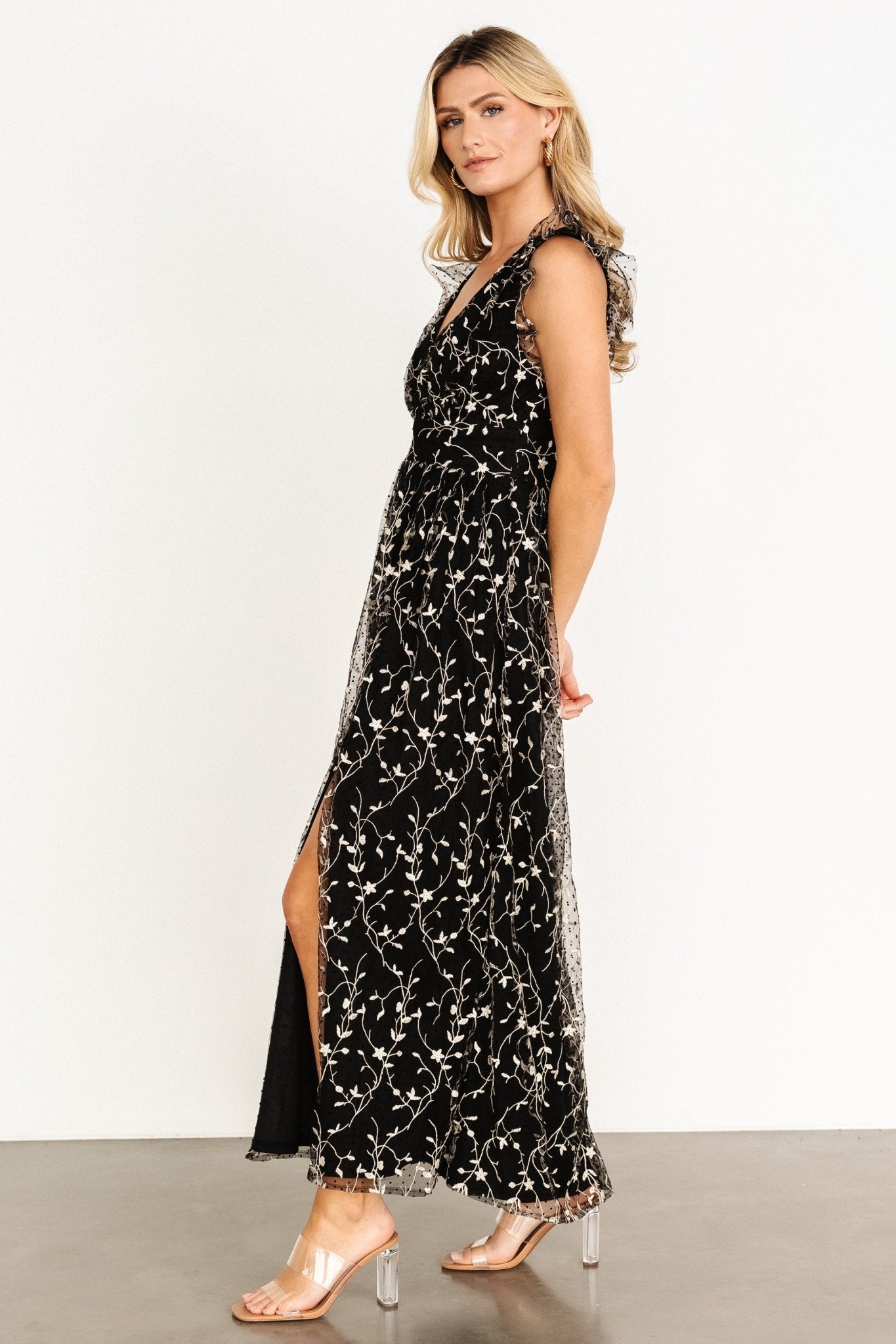 Orza Embroidered Maxi Dress | Black Cheap Pice Top Quality