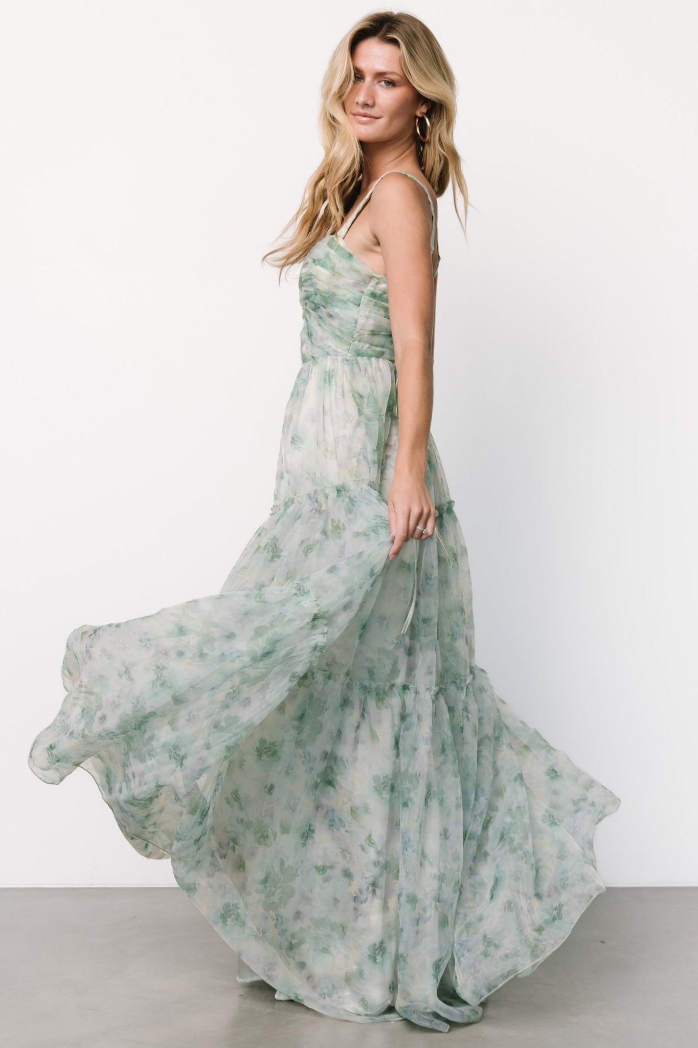 Sinclair Sweetheart Gown | Green Floral Outlet Great Deals