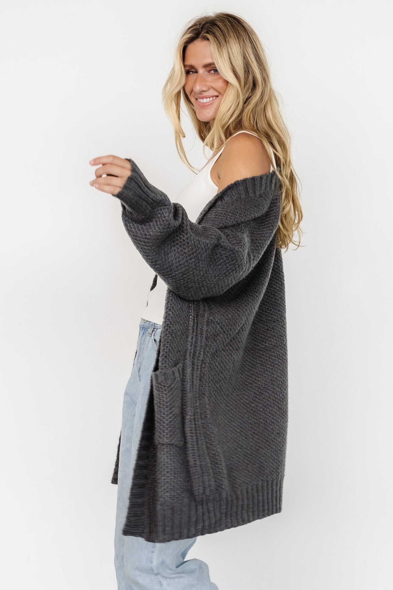 Theodora Knit Cardigan | Charcoal Buy Cheap Clearance