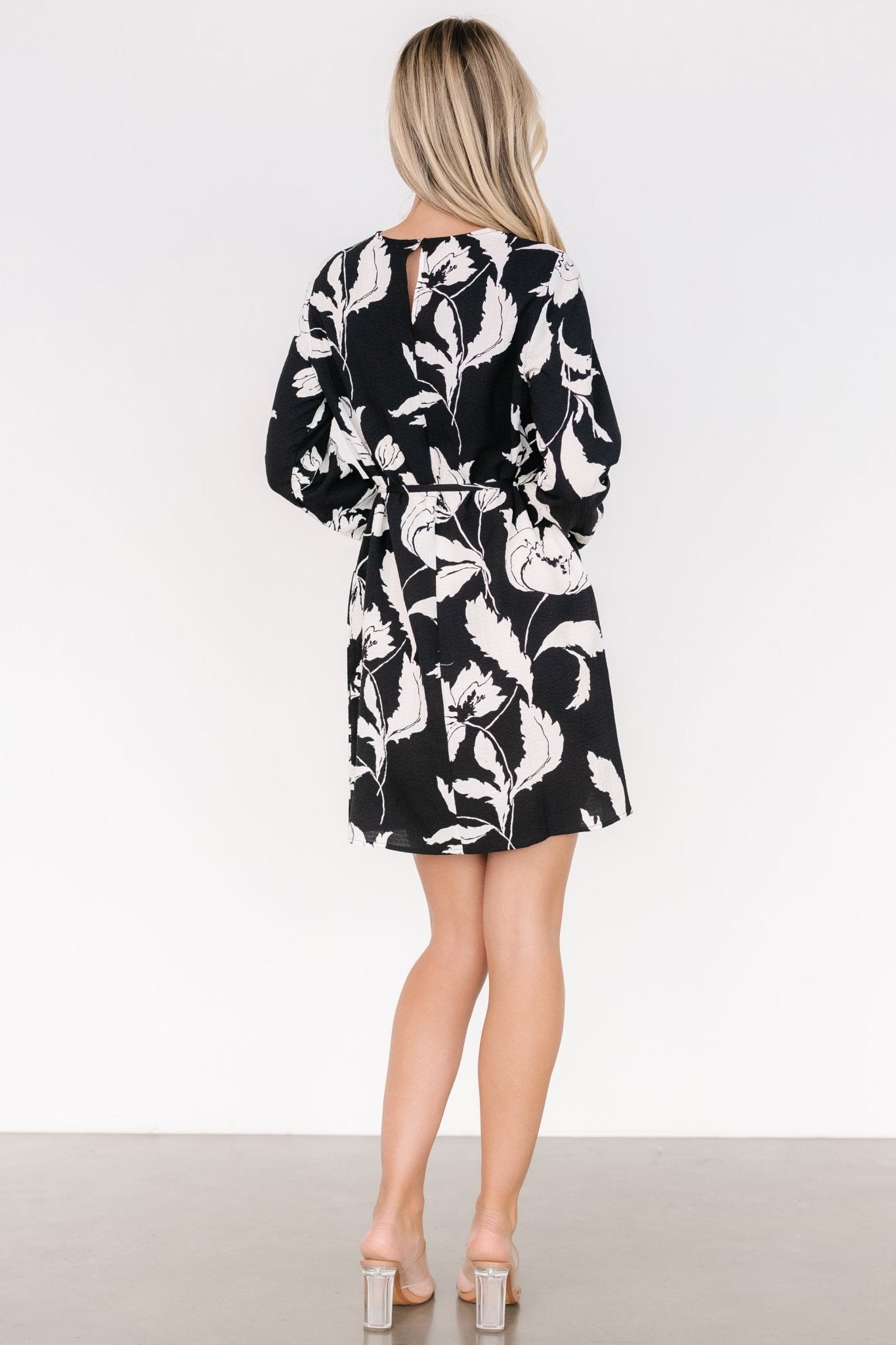 Kyoto Short Dress | Black + White Floral For Sale For Sale