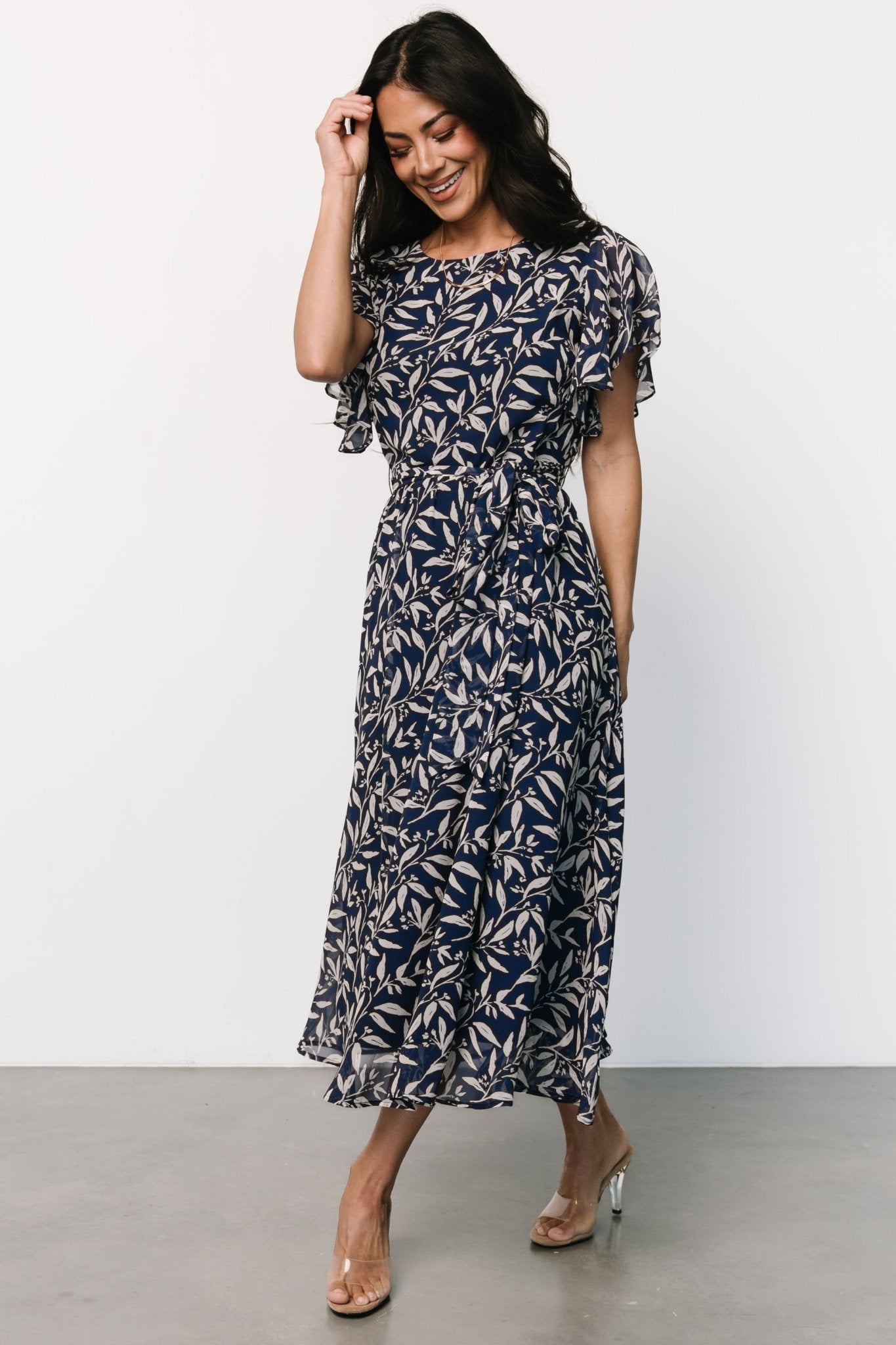 Laurel Midi Dress | Blue + Gray Floral Finishline Online