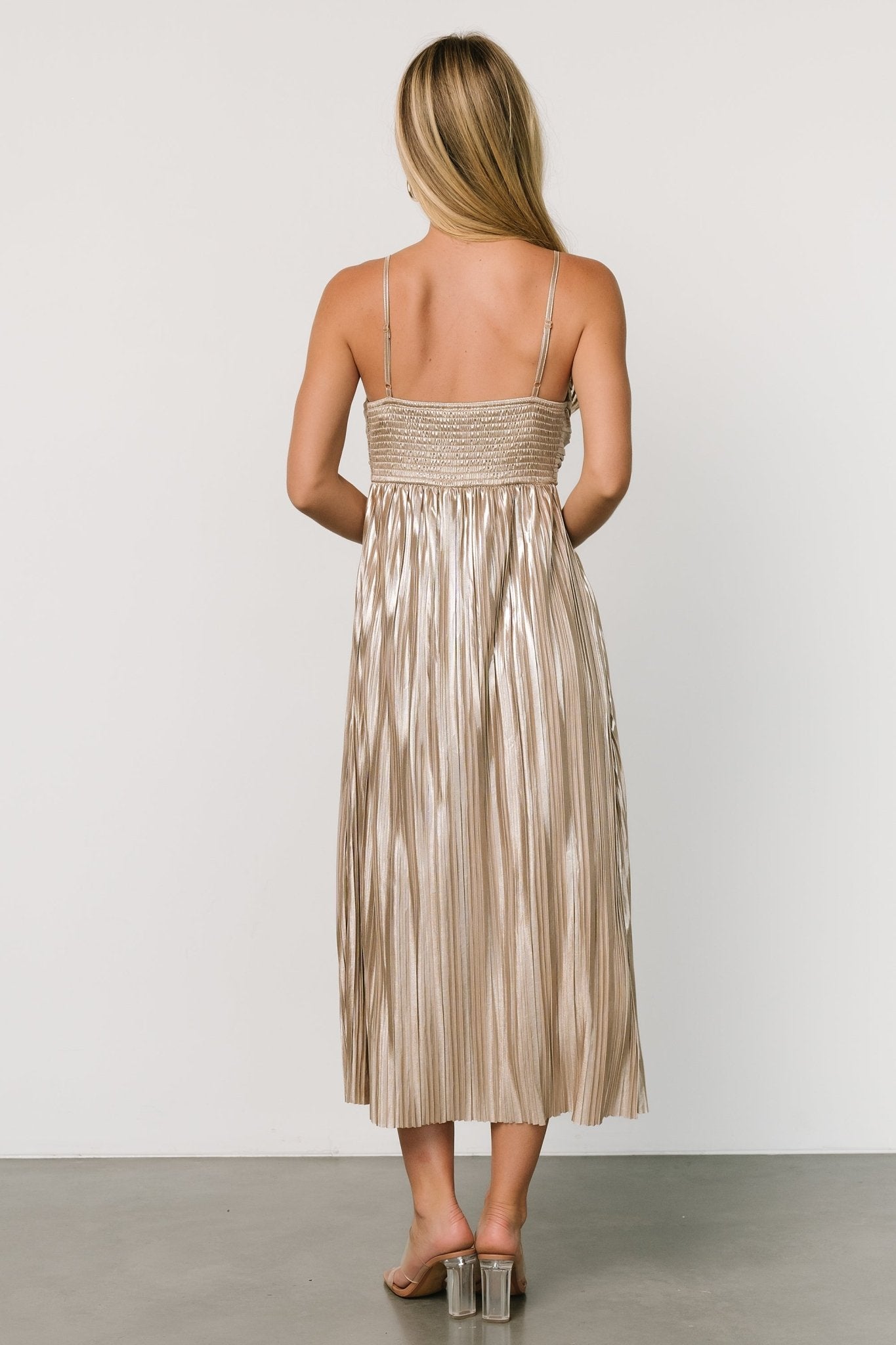 Cecilia Pleated Dress | Champagne Footlocker For Sale