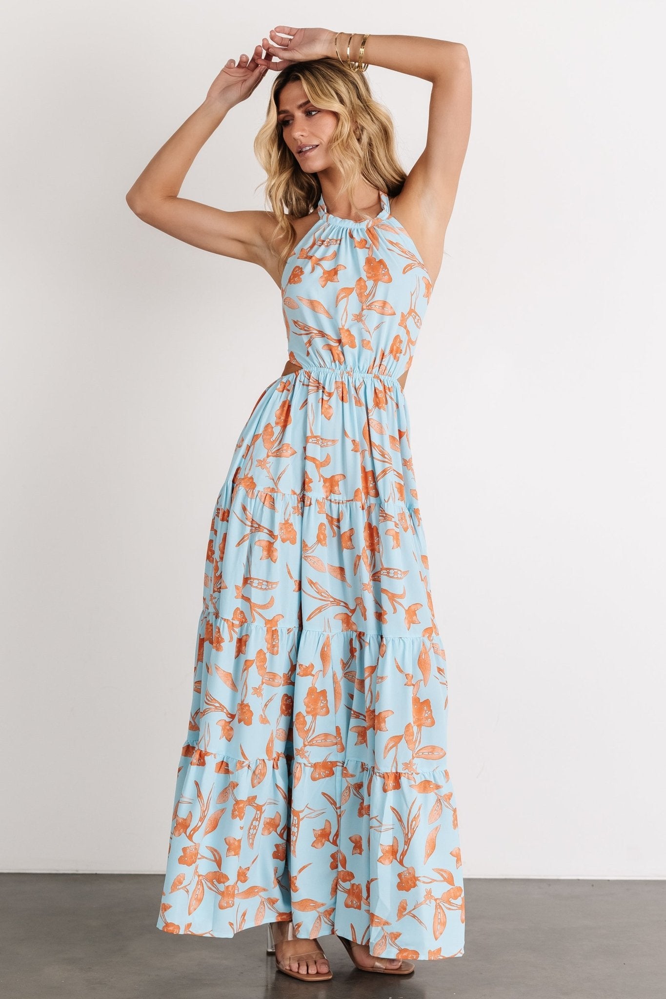 Laie Back Tie Maxi Dress | Blue + Orange Shop For Cheap Online