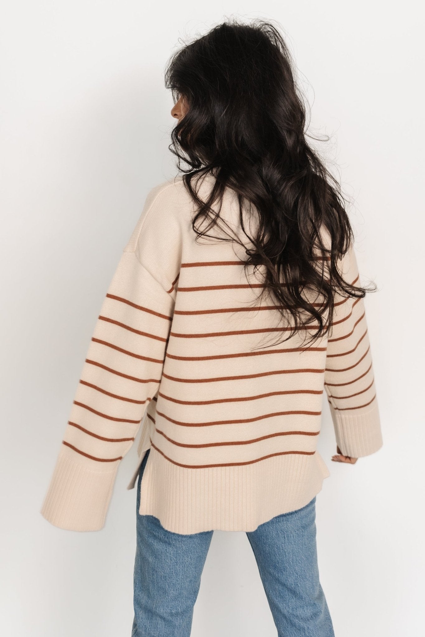 Emerson Stripe Knit Sweater | Beige + Camel Clearance Store Sale Online