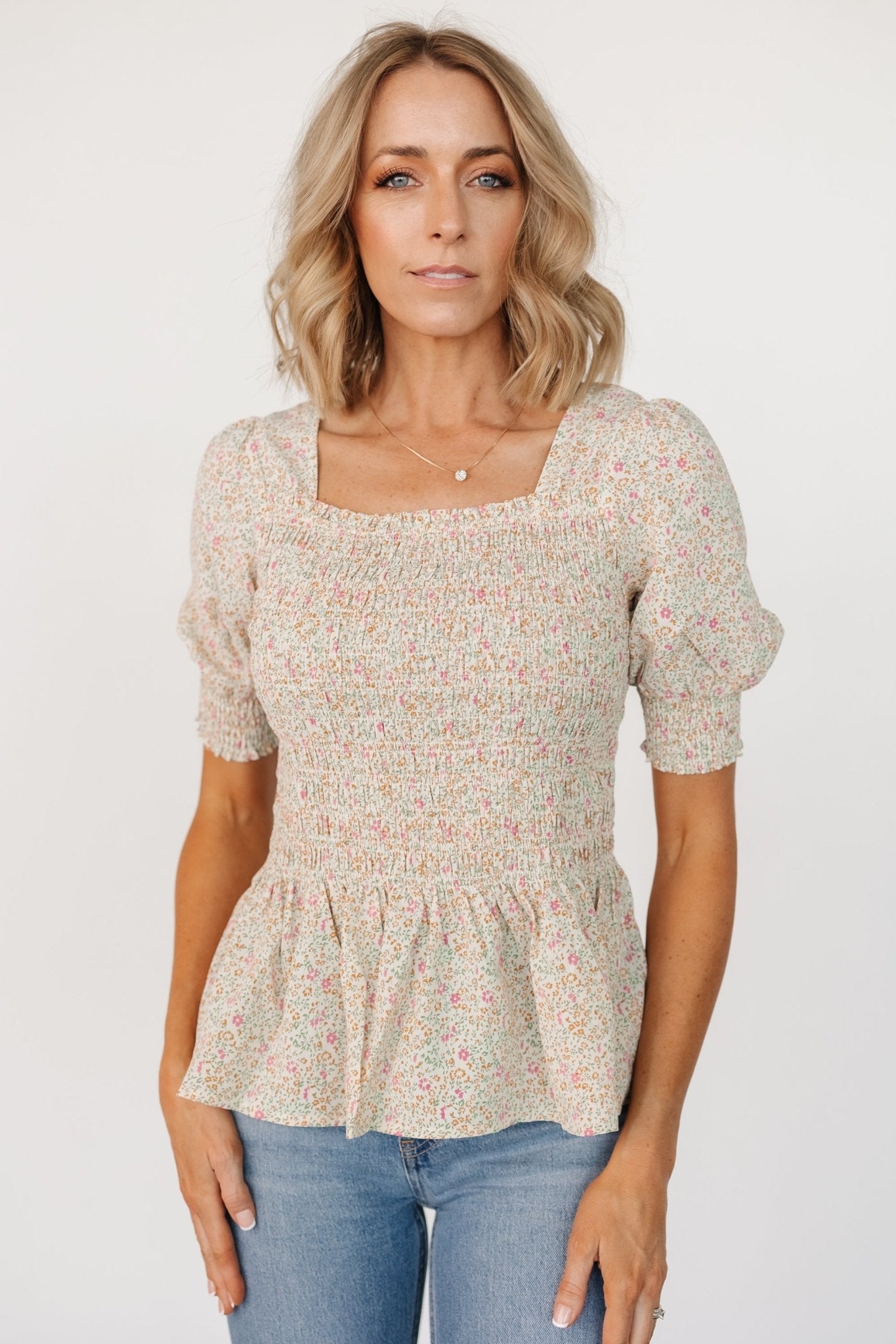 Felice Smocked Top | Cream Print Reliable Cheap Online