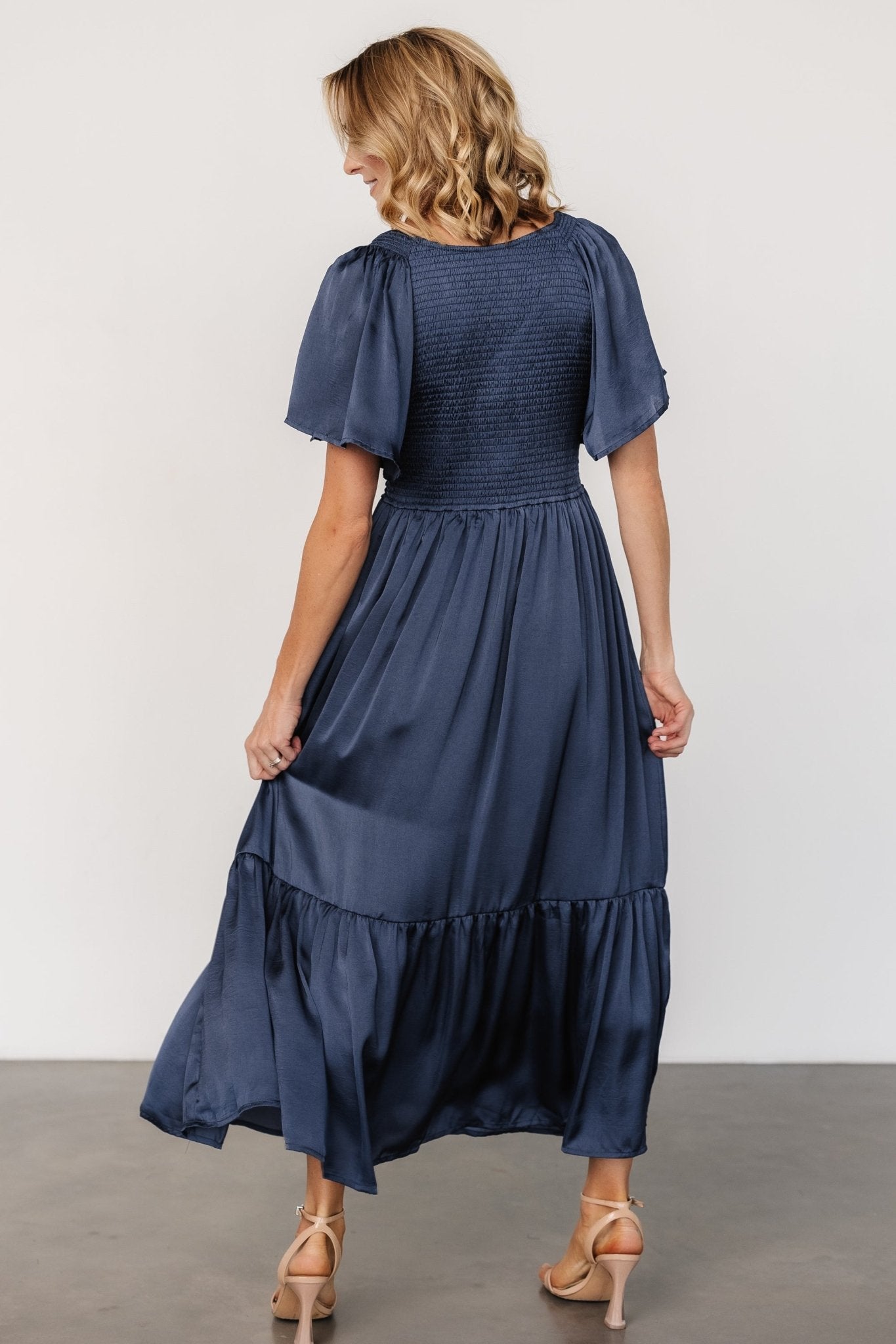 Lovell Smocked Midi Dress | Midnight Blue Buy Cheap New