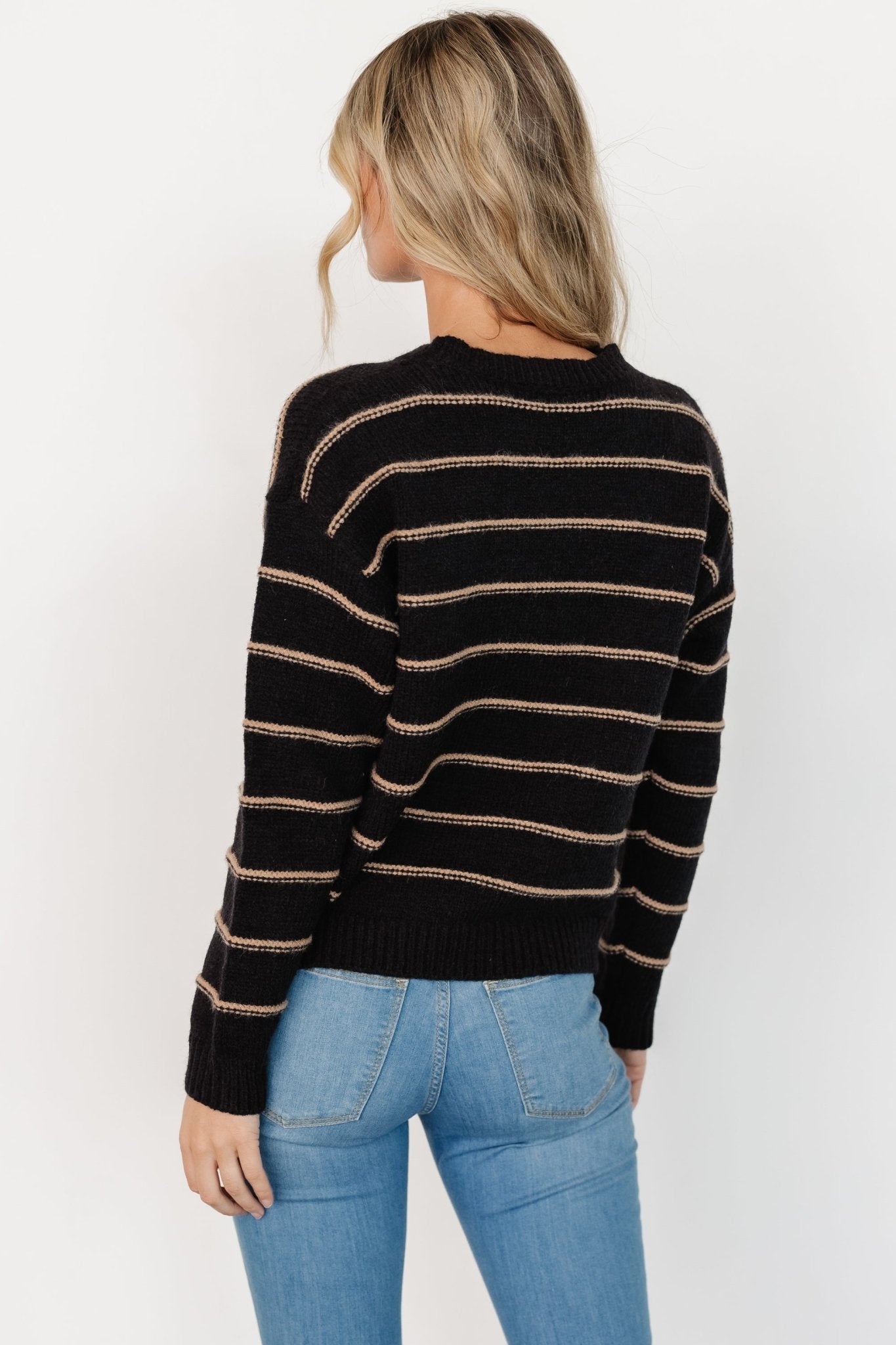 Alanis Stripe Sweater | Black + Camel Free Shipping Fashionable