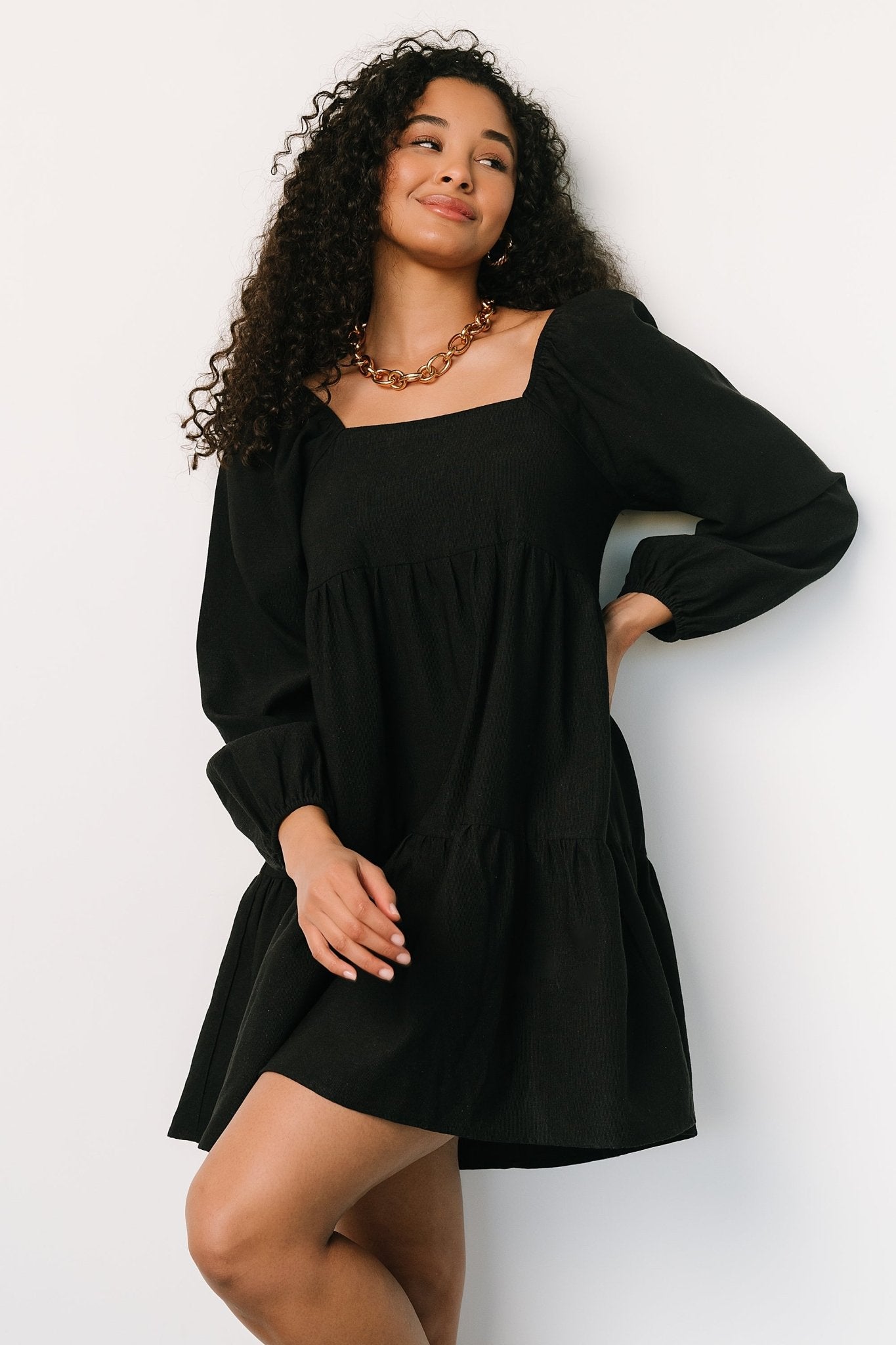 Selena Tiered Mini Dress | Black Pre Order Online