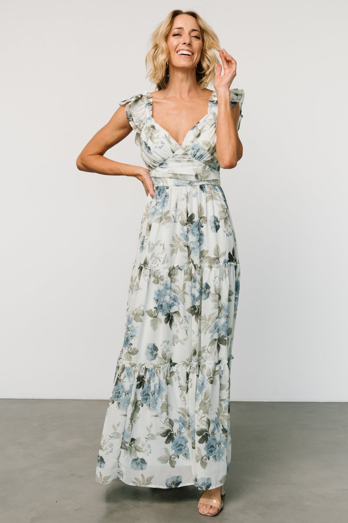 Martina Maxi Dress | Light Blue Floral Manchester Great Sale Cheap Online