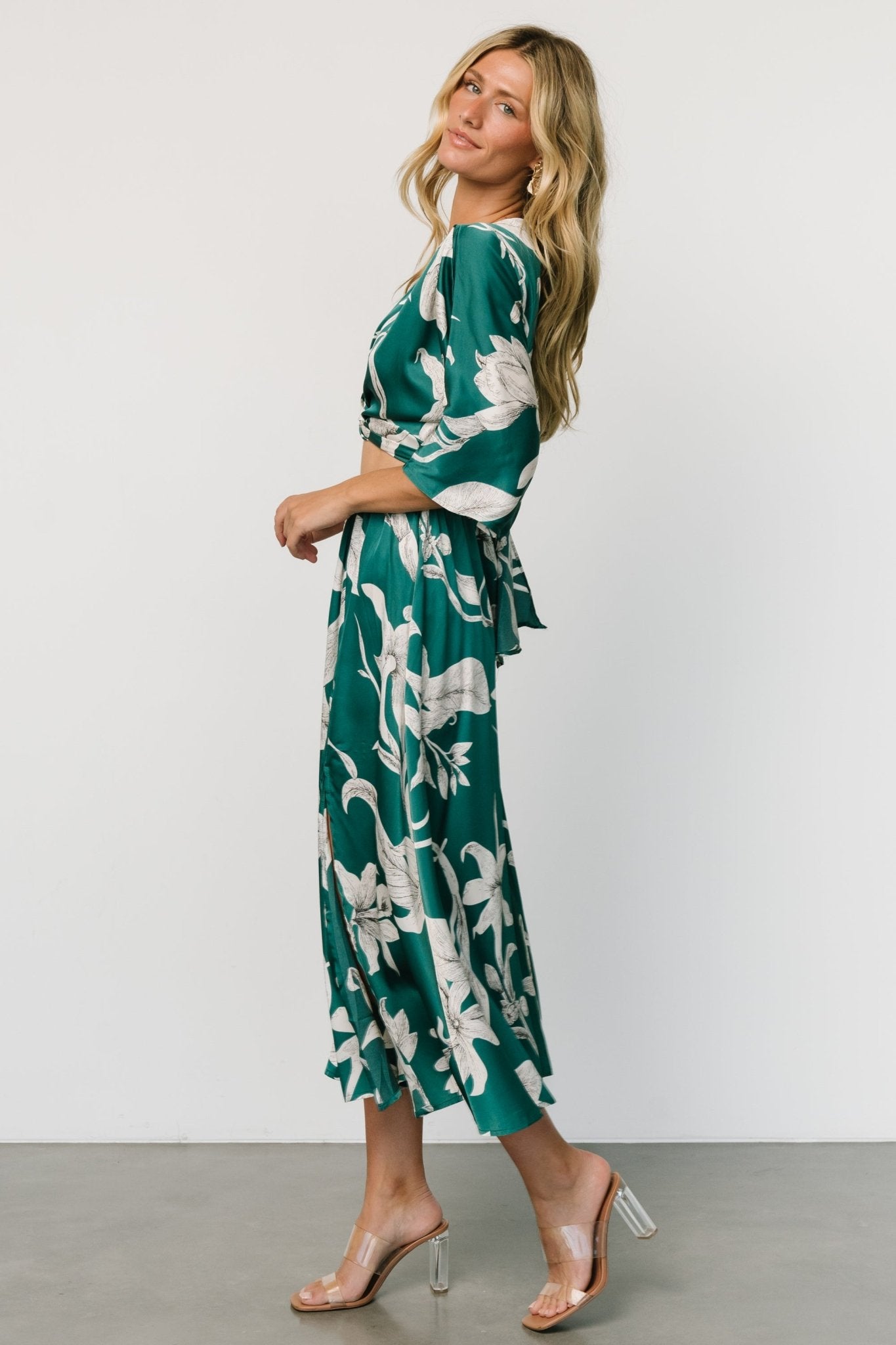 Avryll Front Tie Dress | Green Inexpensive