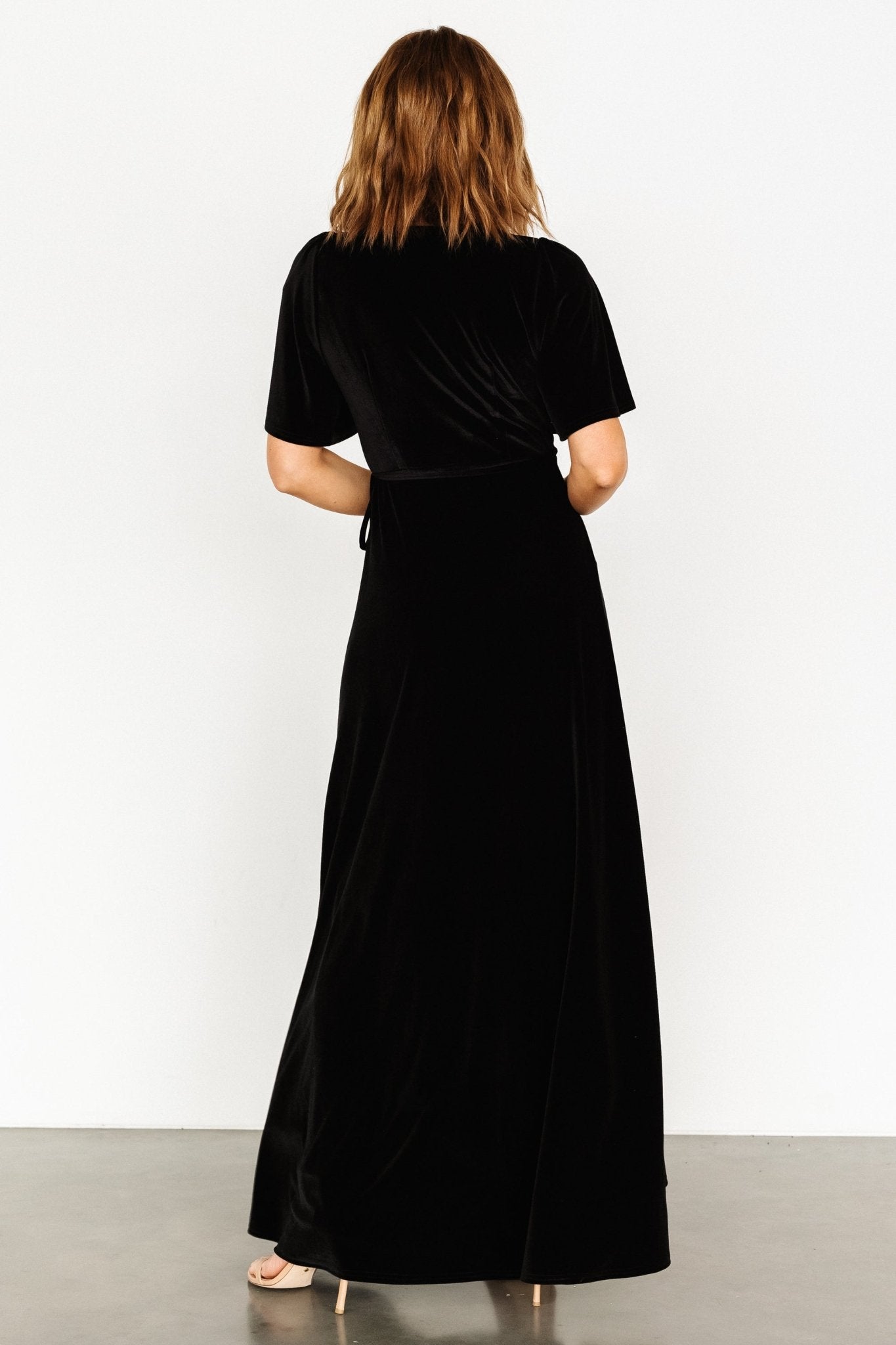 Katelyn Velvet Maxi Wrap Dress | Black Sale Best Pices