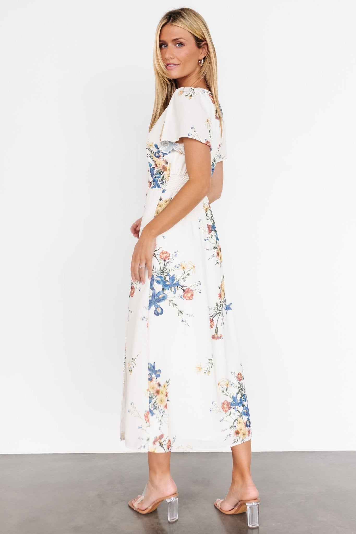 Kirsten Midi Dress | Cream Floral Free Shipping Shop For