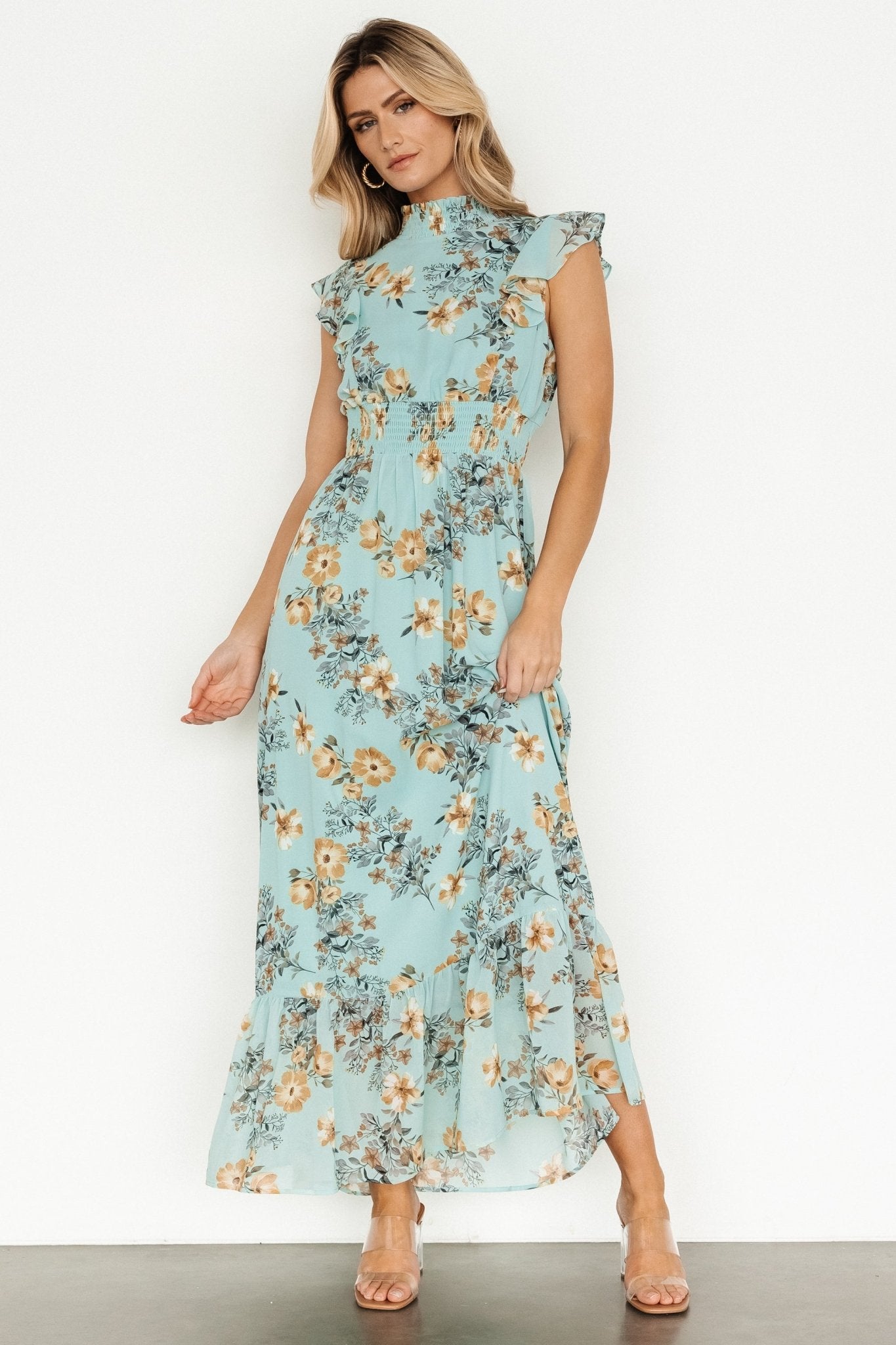 Kearny Ruffle Maxi Dress | Mint Floral Cheap Sale Free Shipping