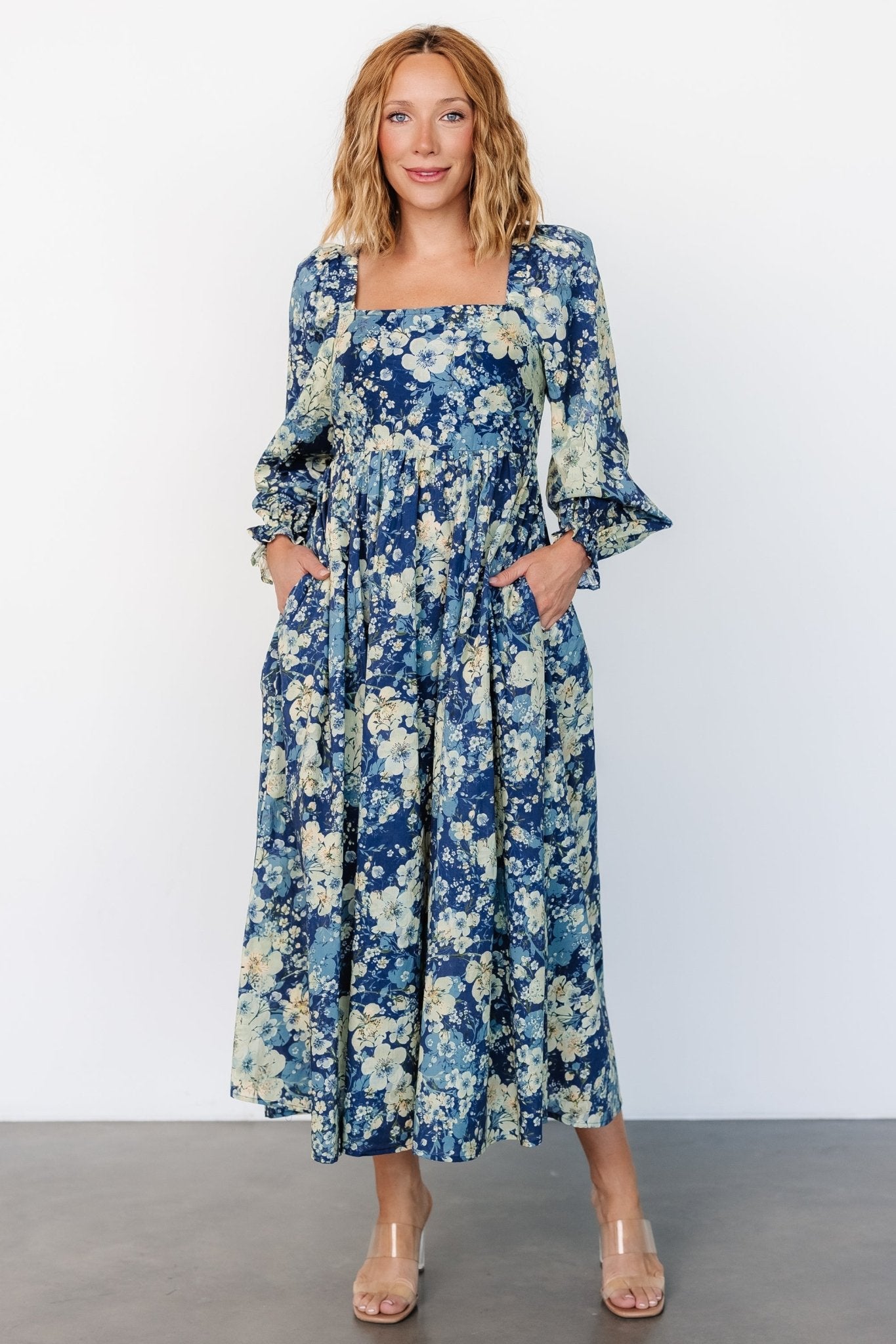 Twyla Dress | Blue + Cream Floral Pick A Best Sale Online