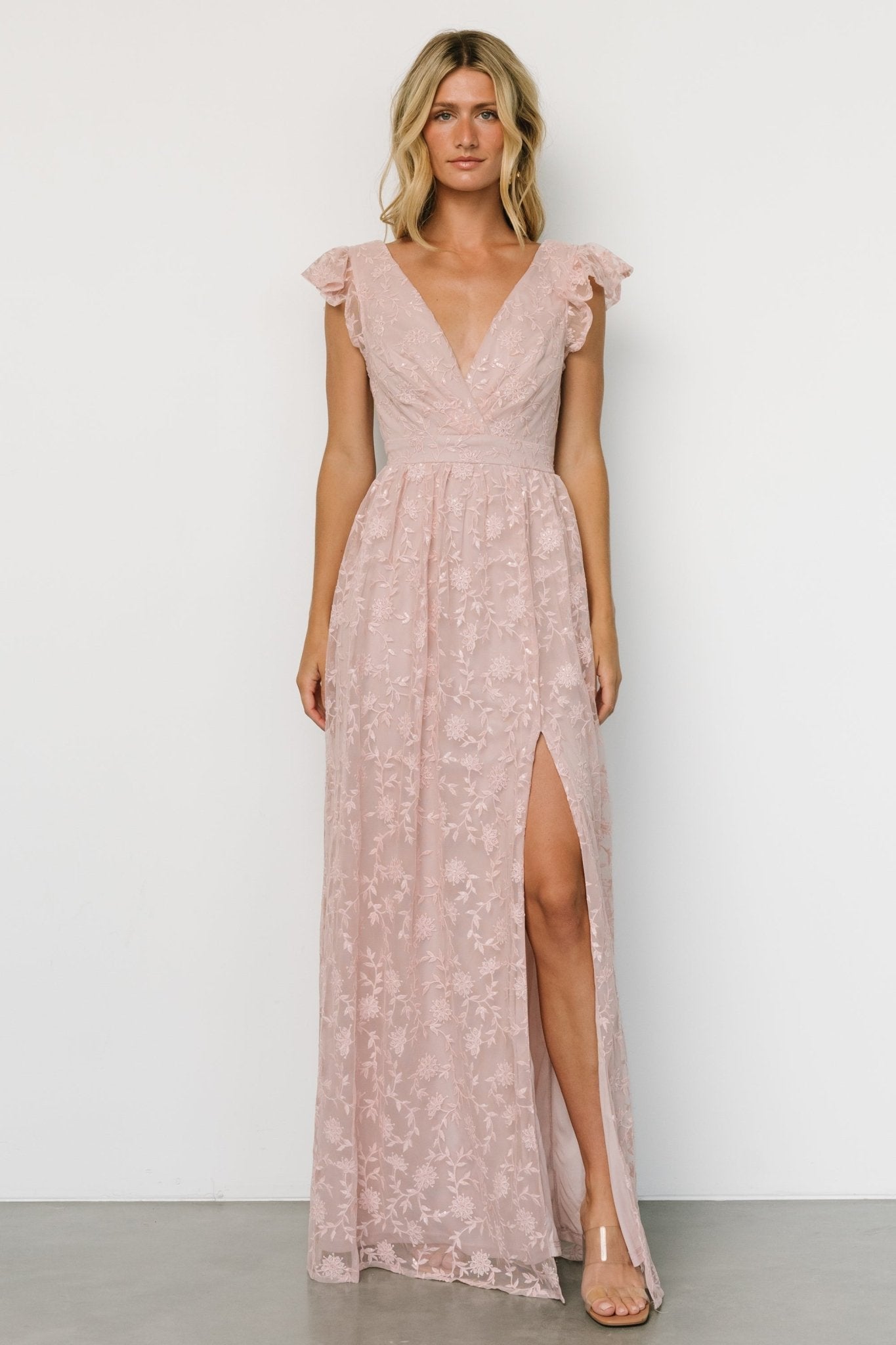 Alexa Embroidered Sequin Maxi Dress | Blush Rose Cheapest Online