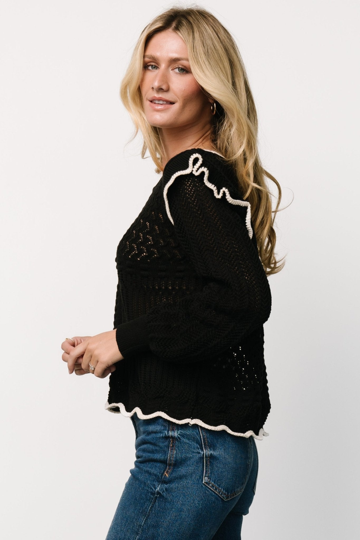 Oleya Knit Sweater Top | Black Outlet Shop