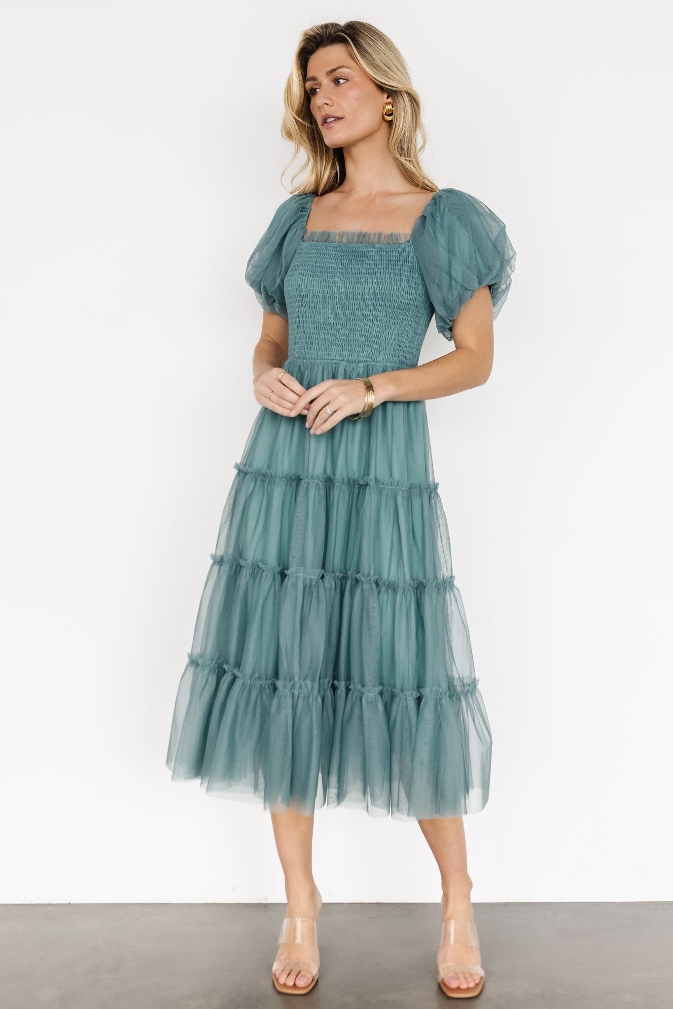 Liv Tulle Midi Dress | Eucalyptus Clearance Cheapest Pice