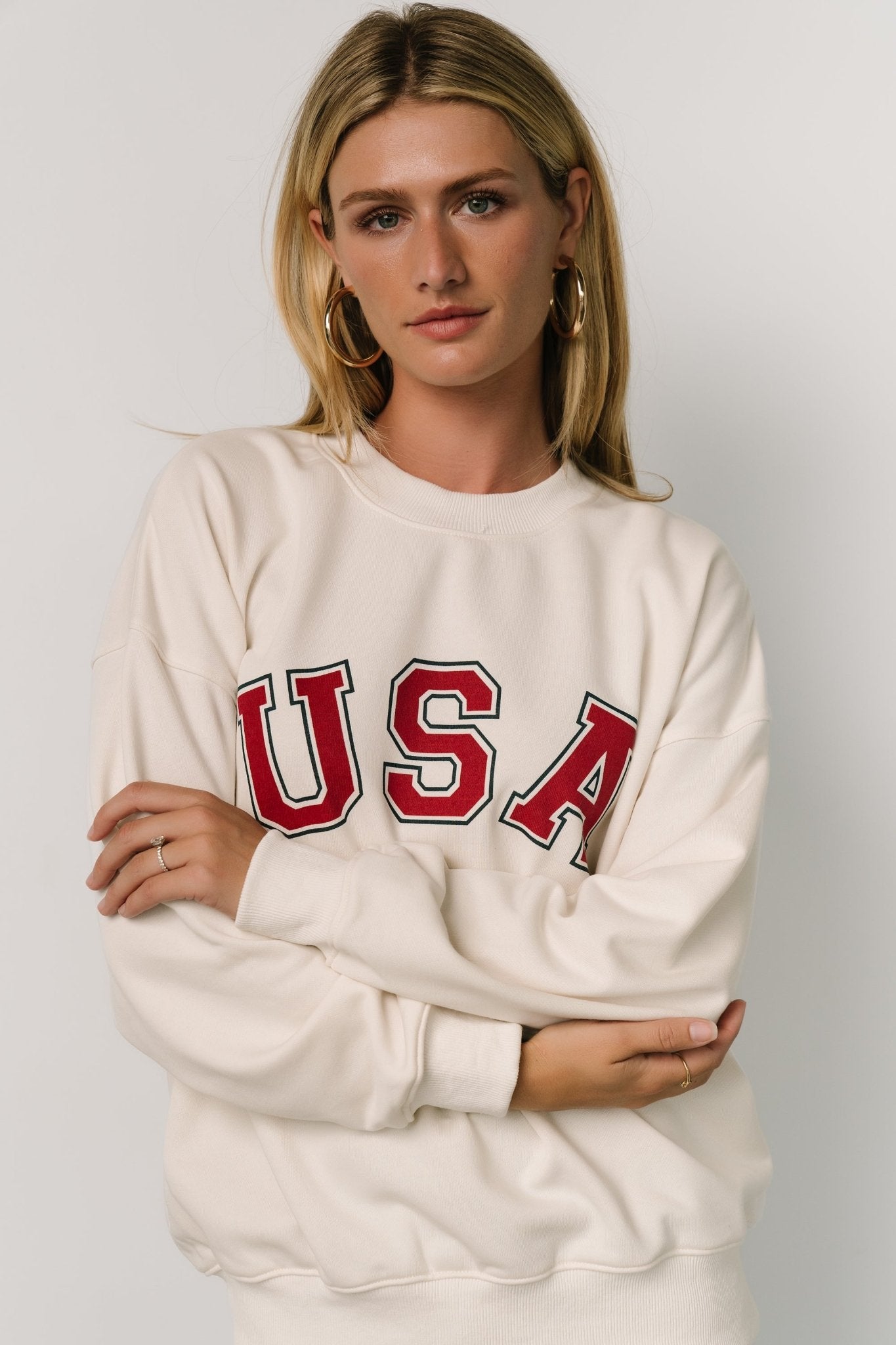 USA Oversized Sweatshirt | Ivory Discount Newest