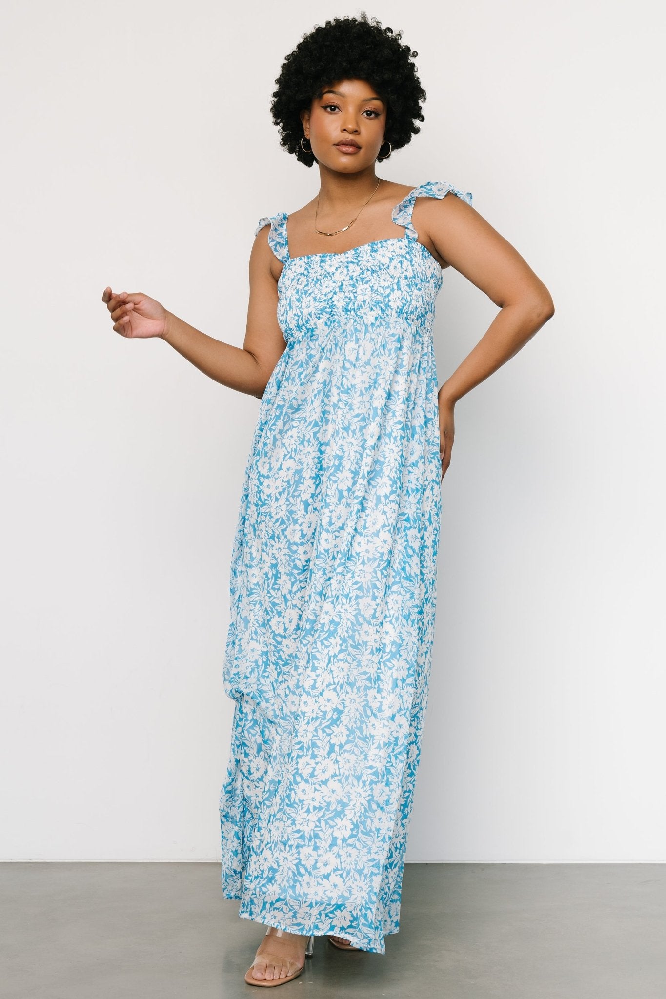 Evanthe Maxi Dress | Blue + White Floral Original Online